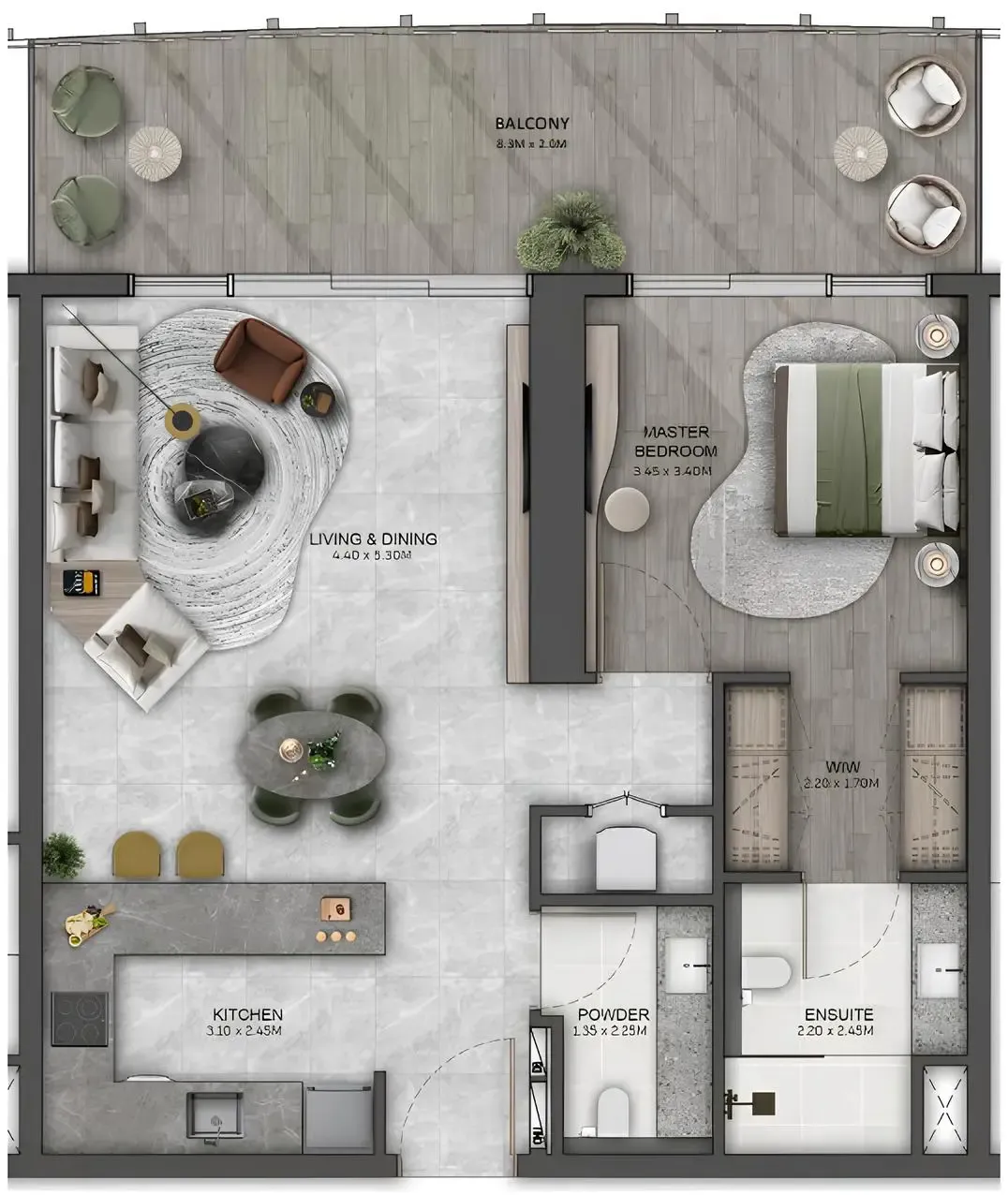 1 bedroom layout