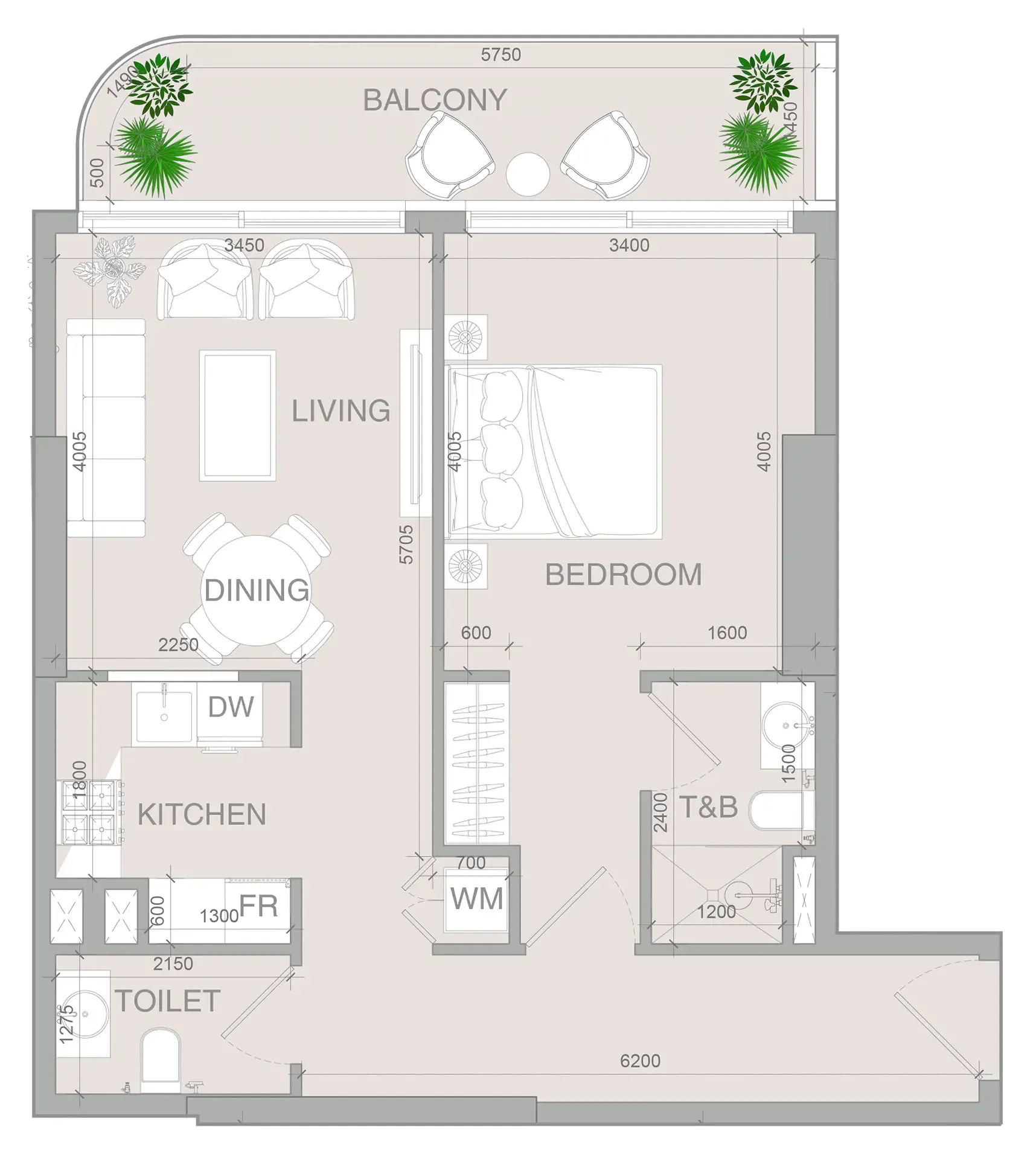 1 bedroom layout