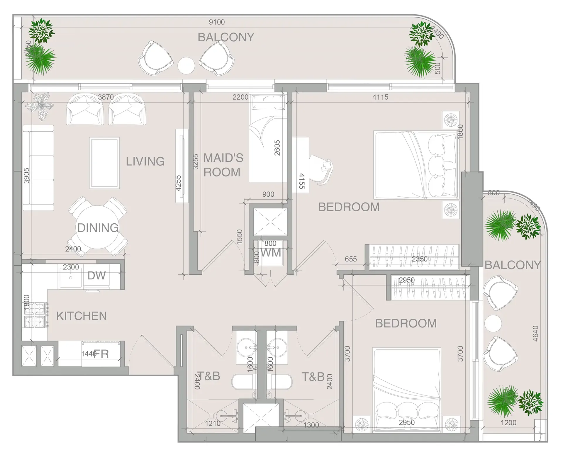 2 bedroom layout