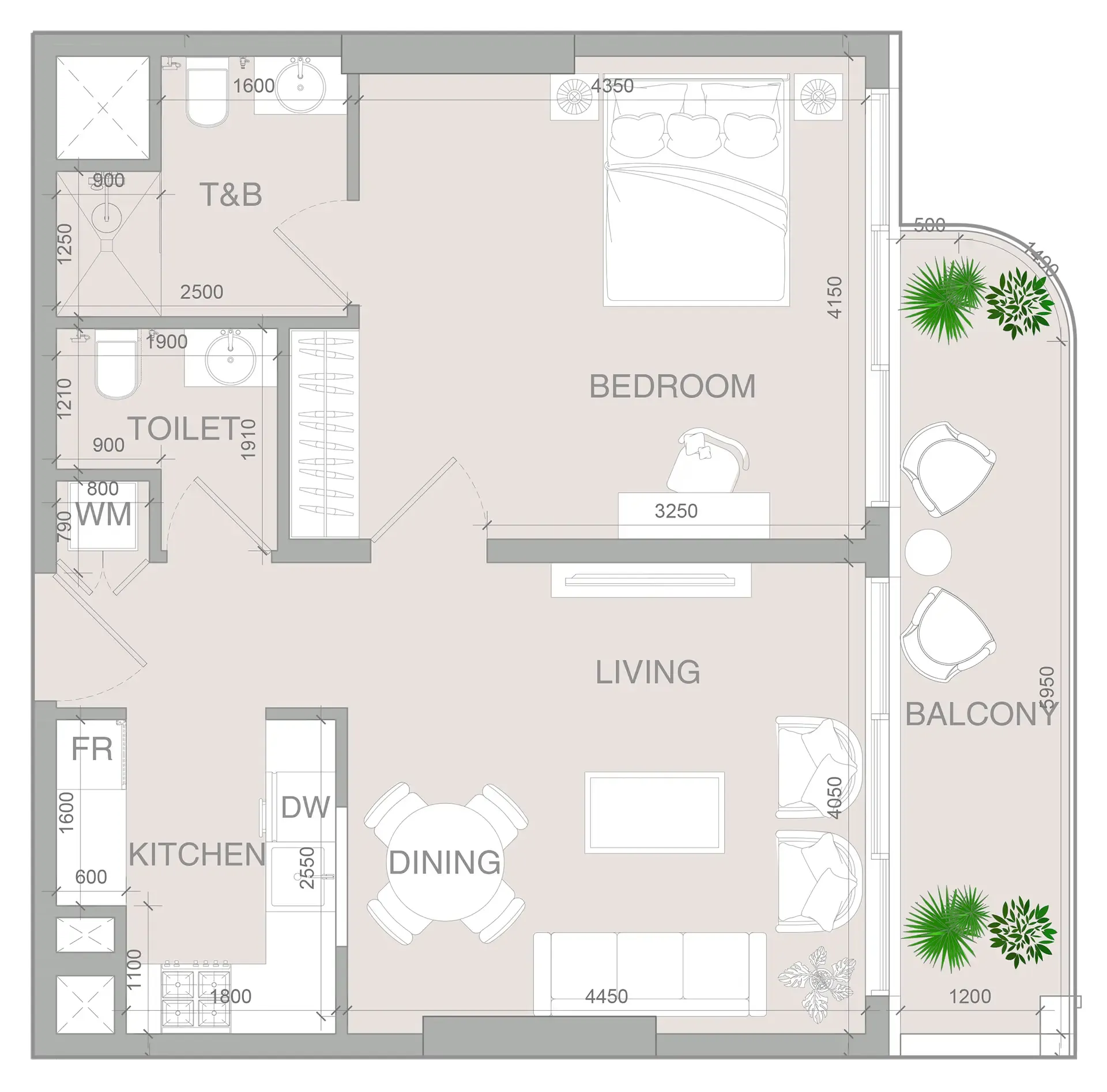 1 bedroom layout