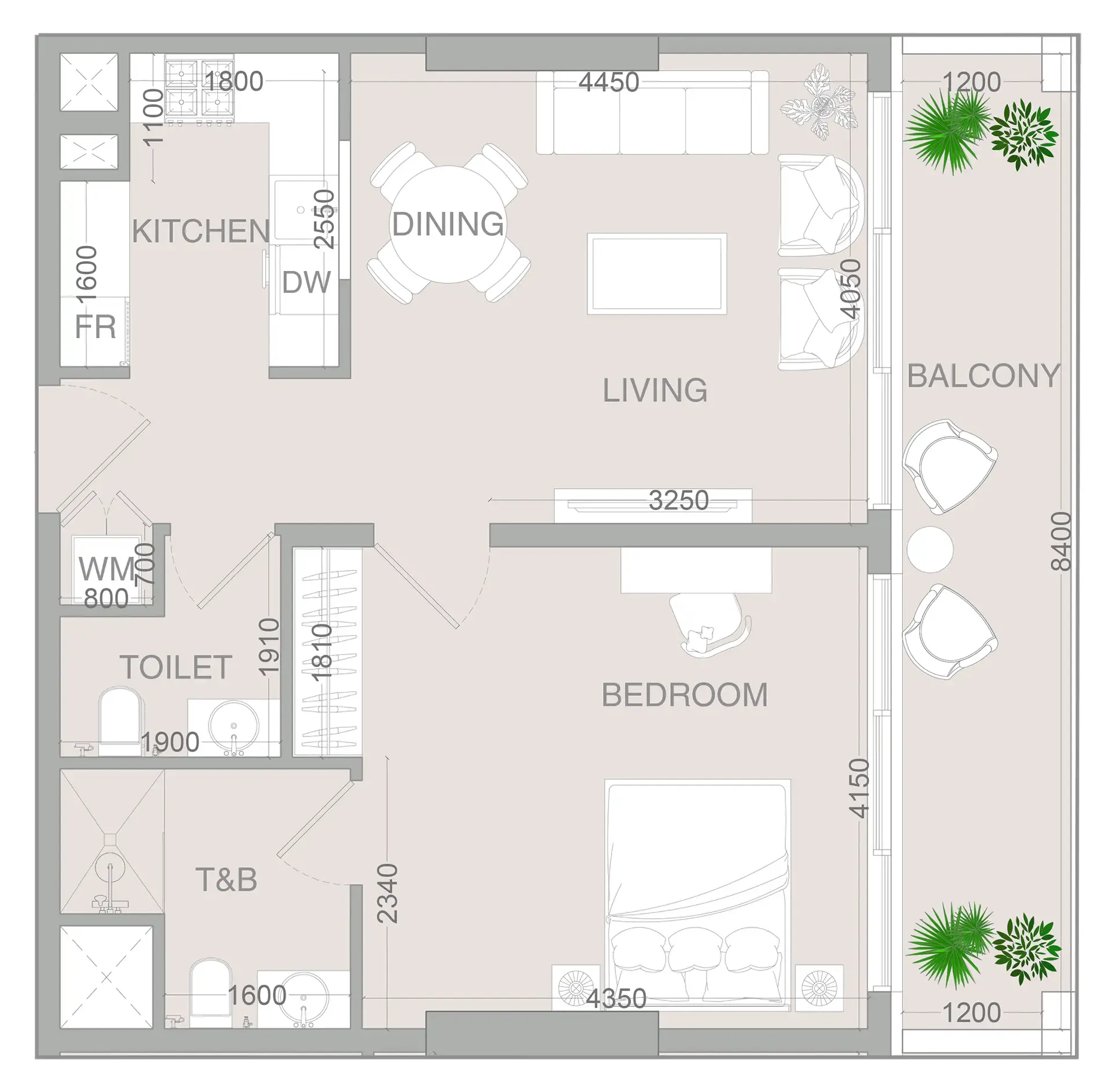 1 bedroom layout