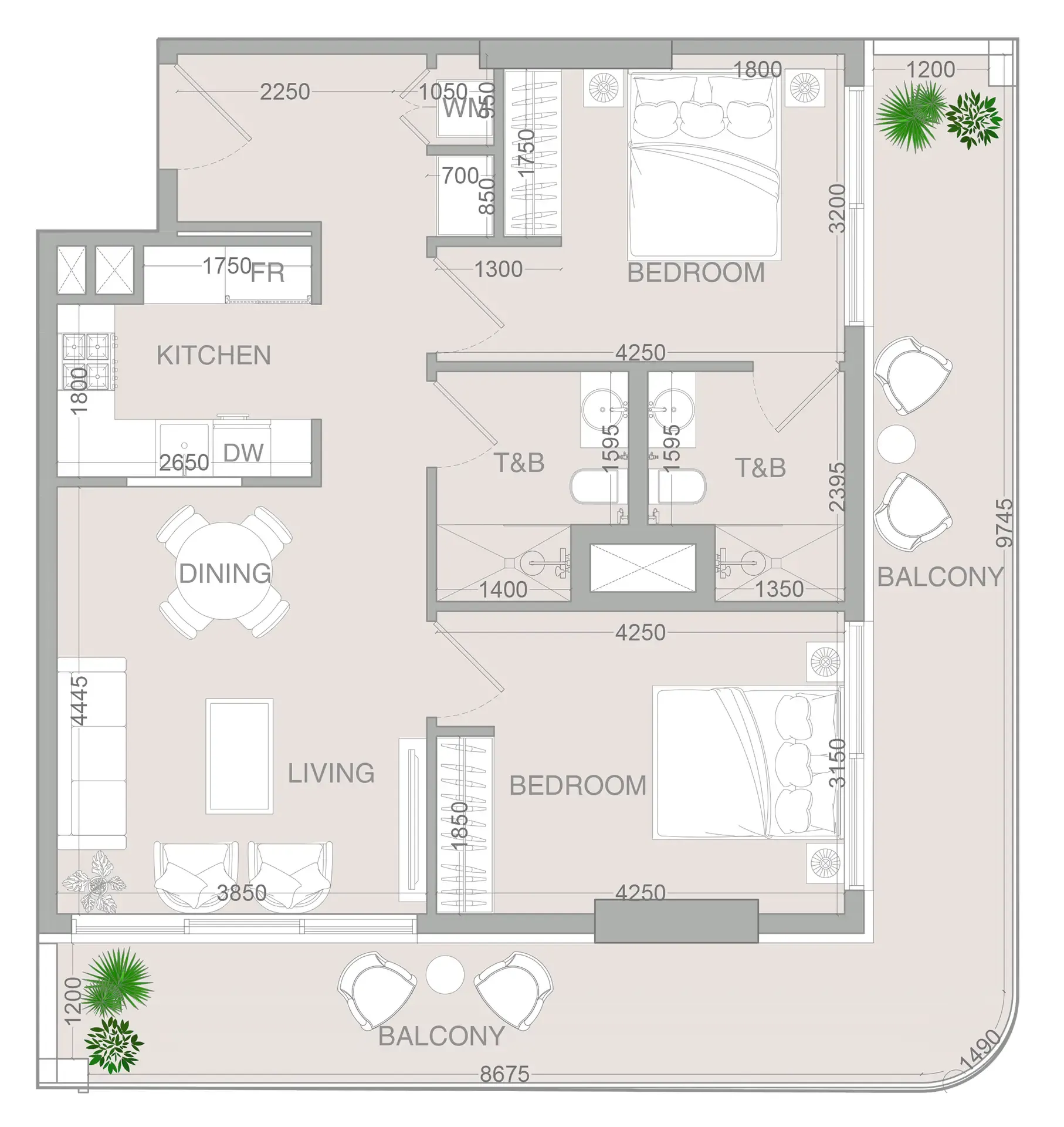 2 bedroom layout