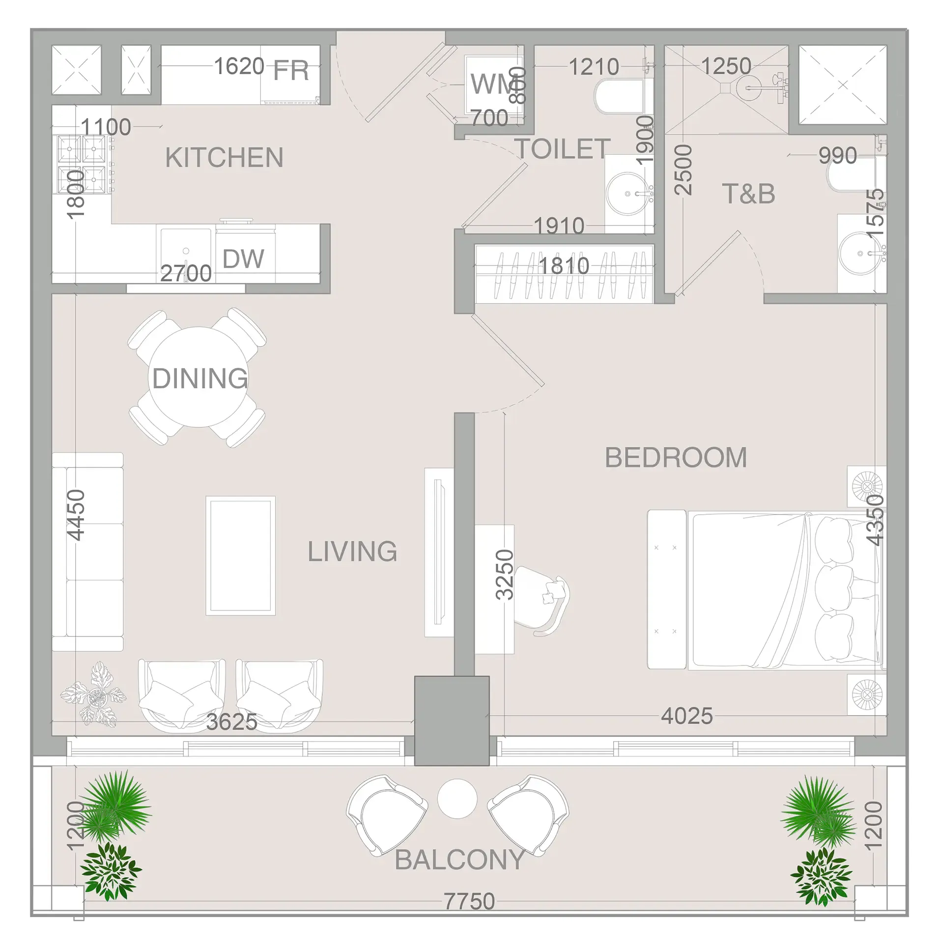 1 bedroom layout