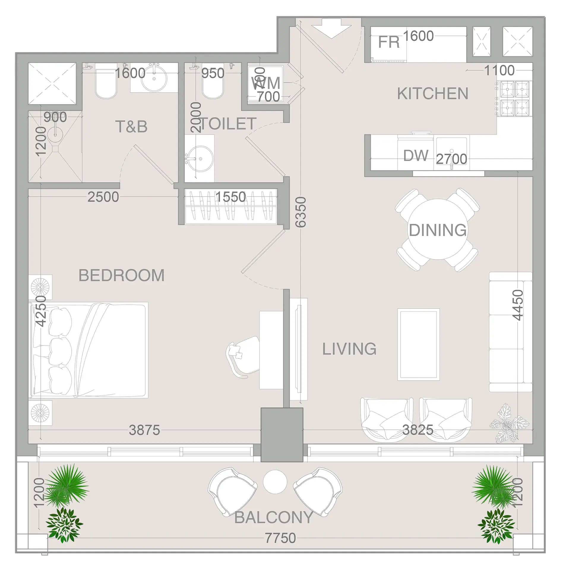 1 bedroom layout