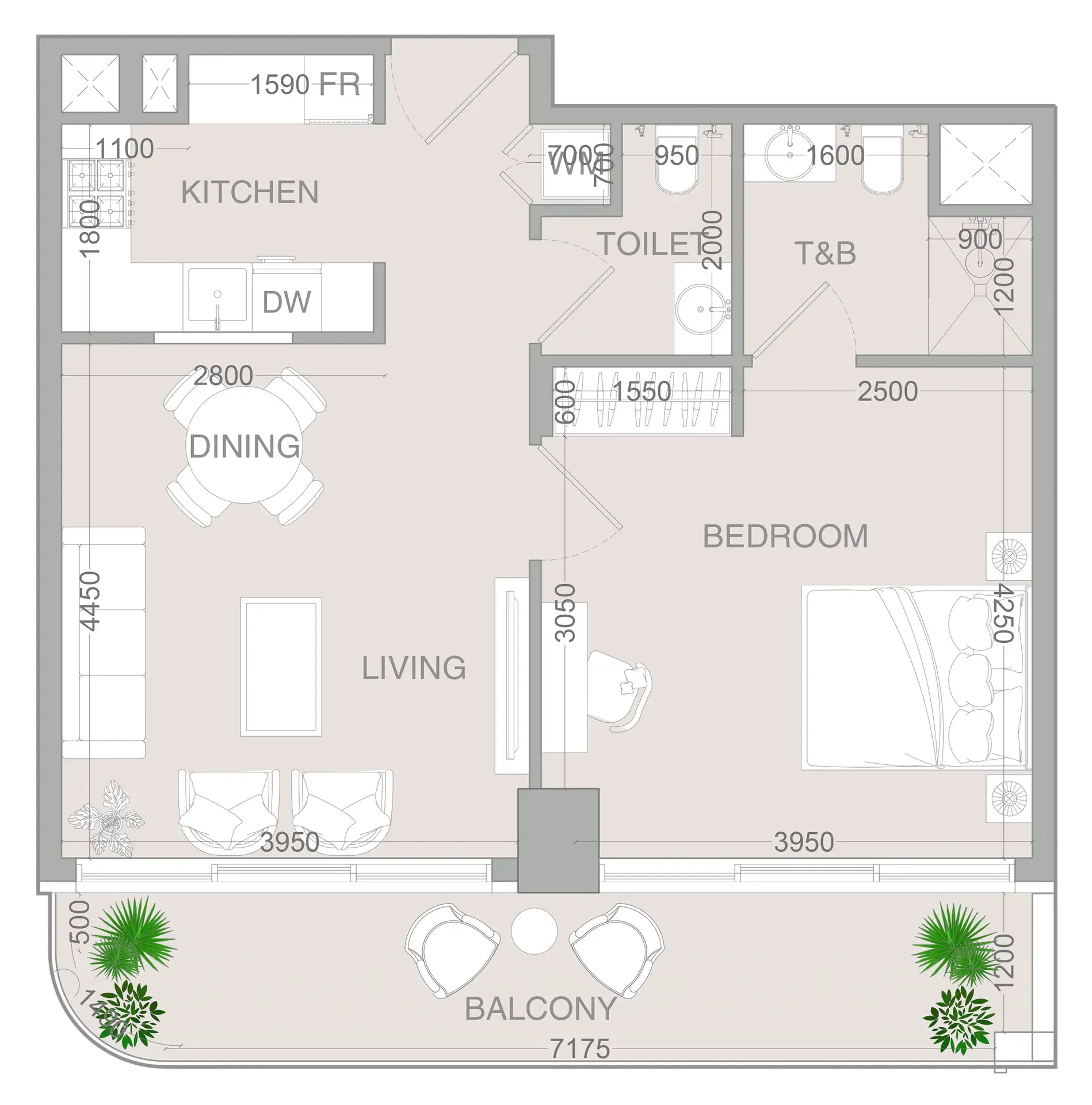 1 bedroom layout