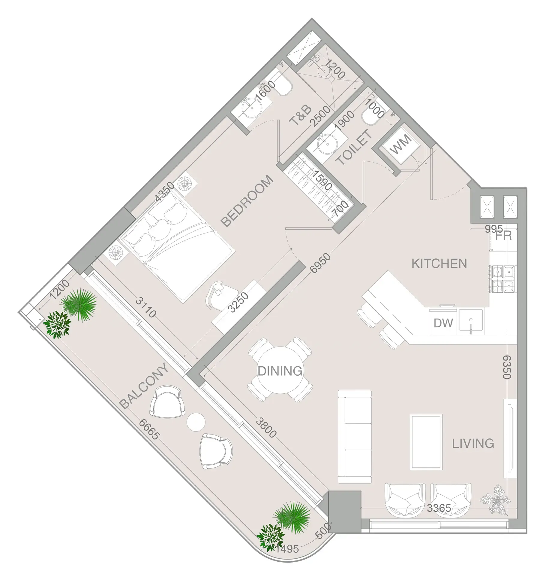 1 bedroom layout
