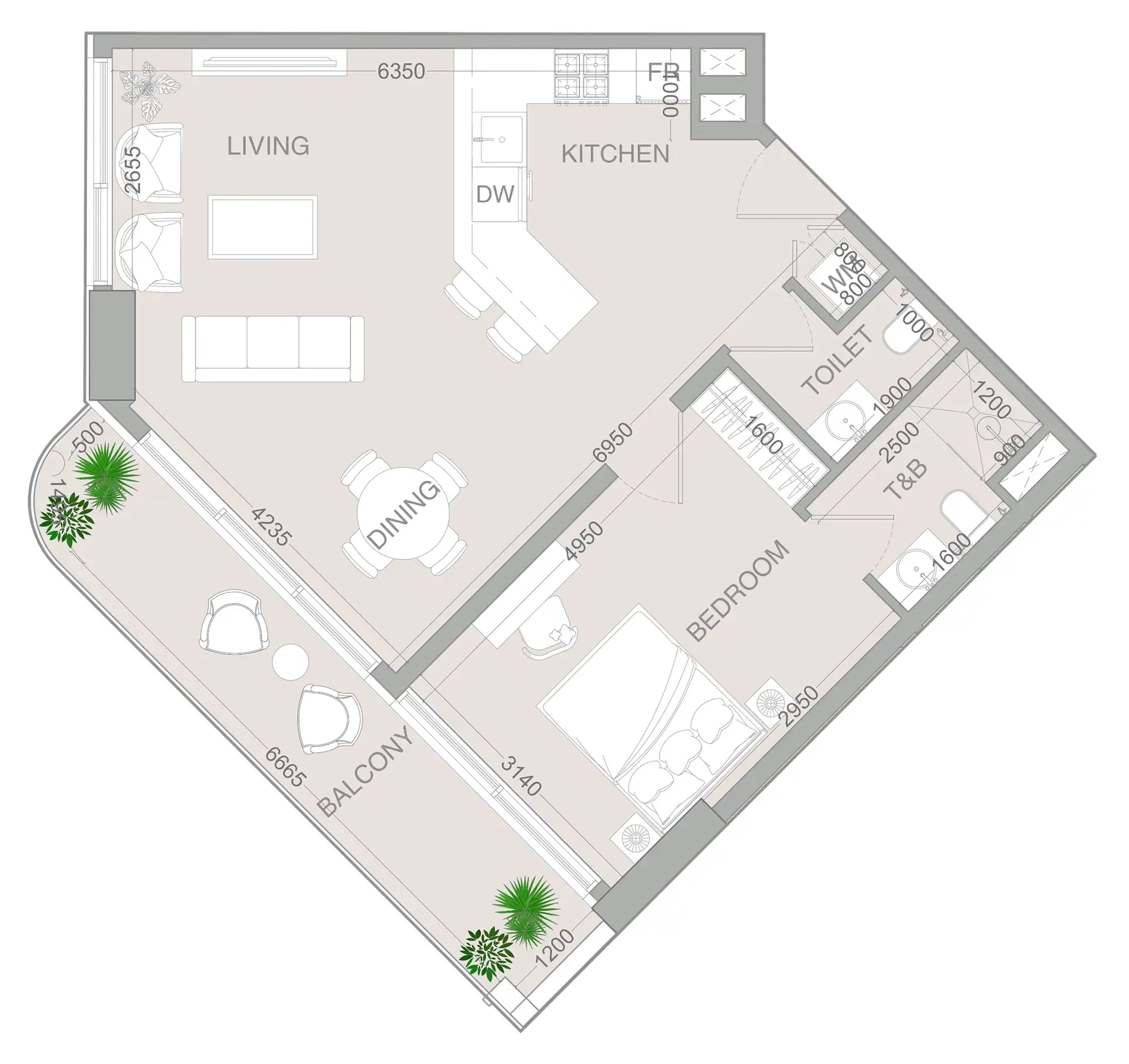 1 bedroom layout