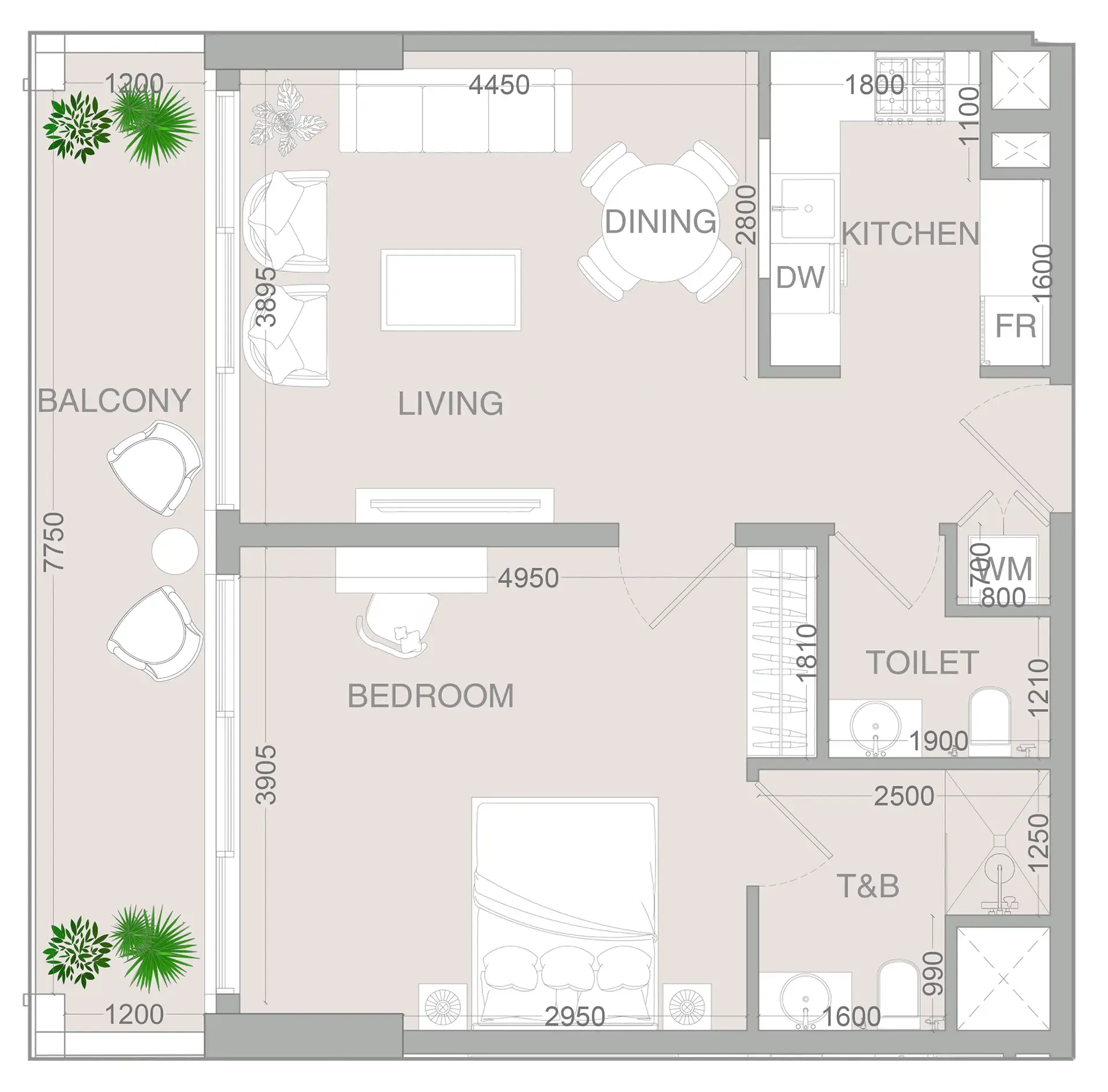 1 bedroom layout