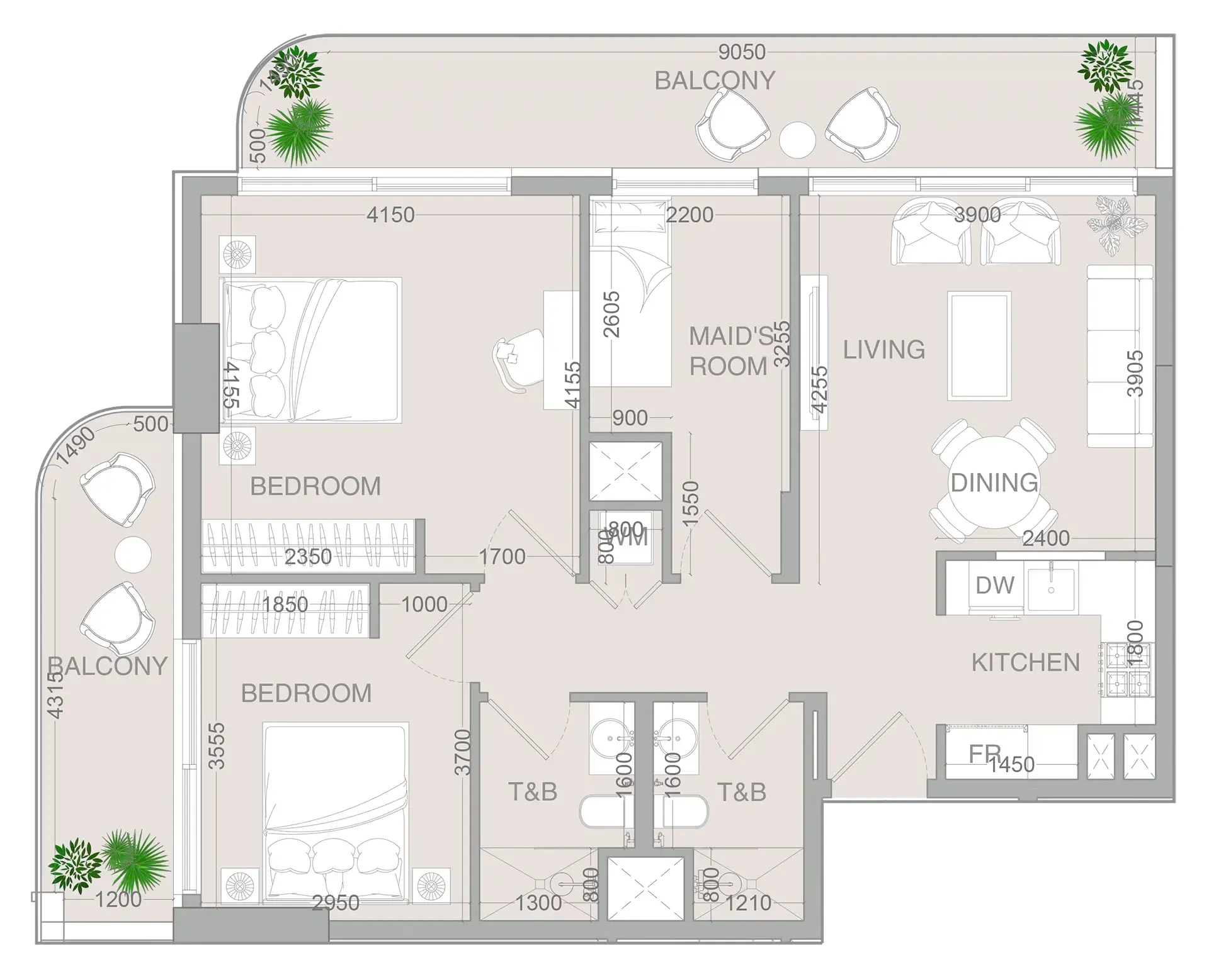 2 bedroom layout
