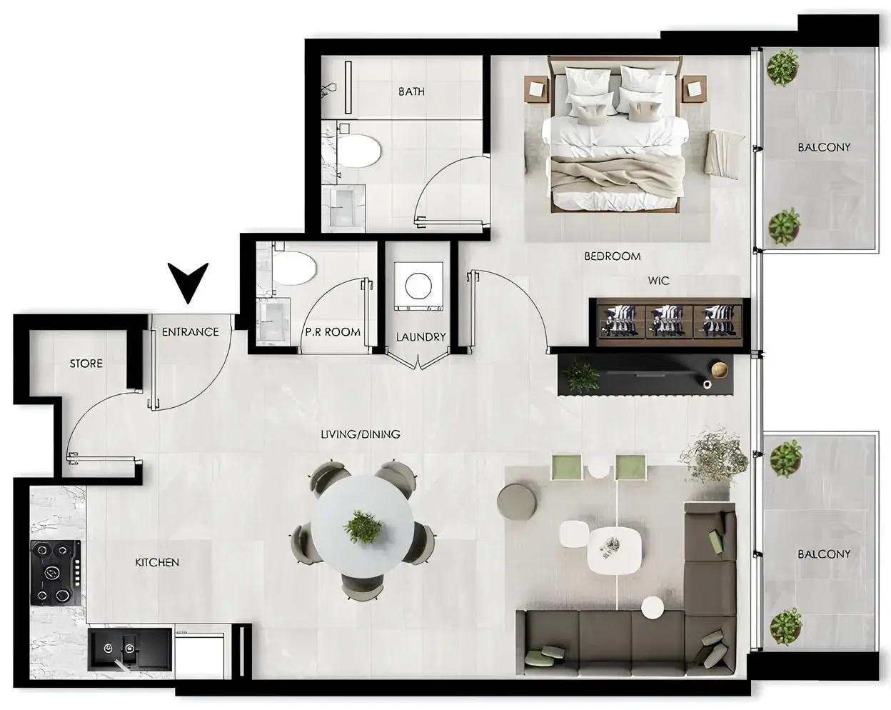 1 bedroom layout