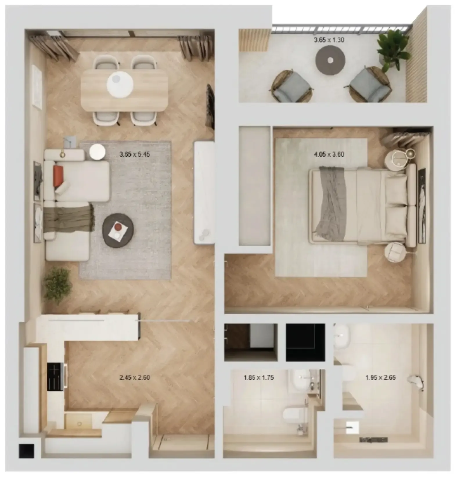 1 bedroom layout