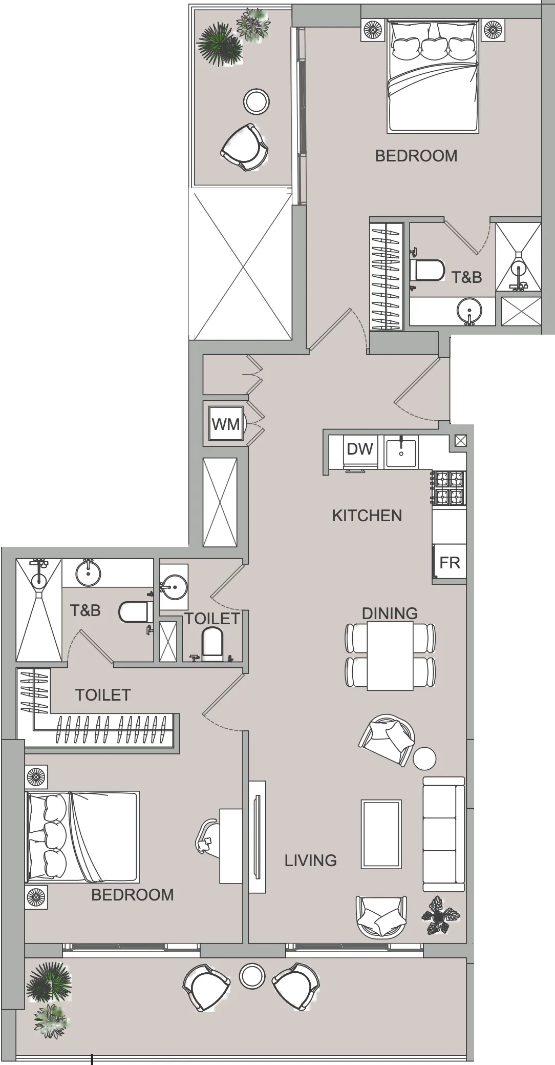 2 bedroom layout