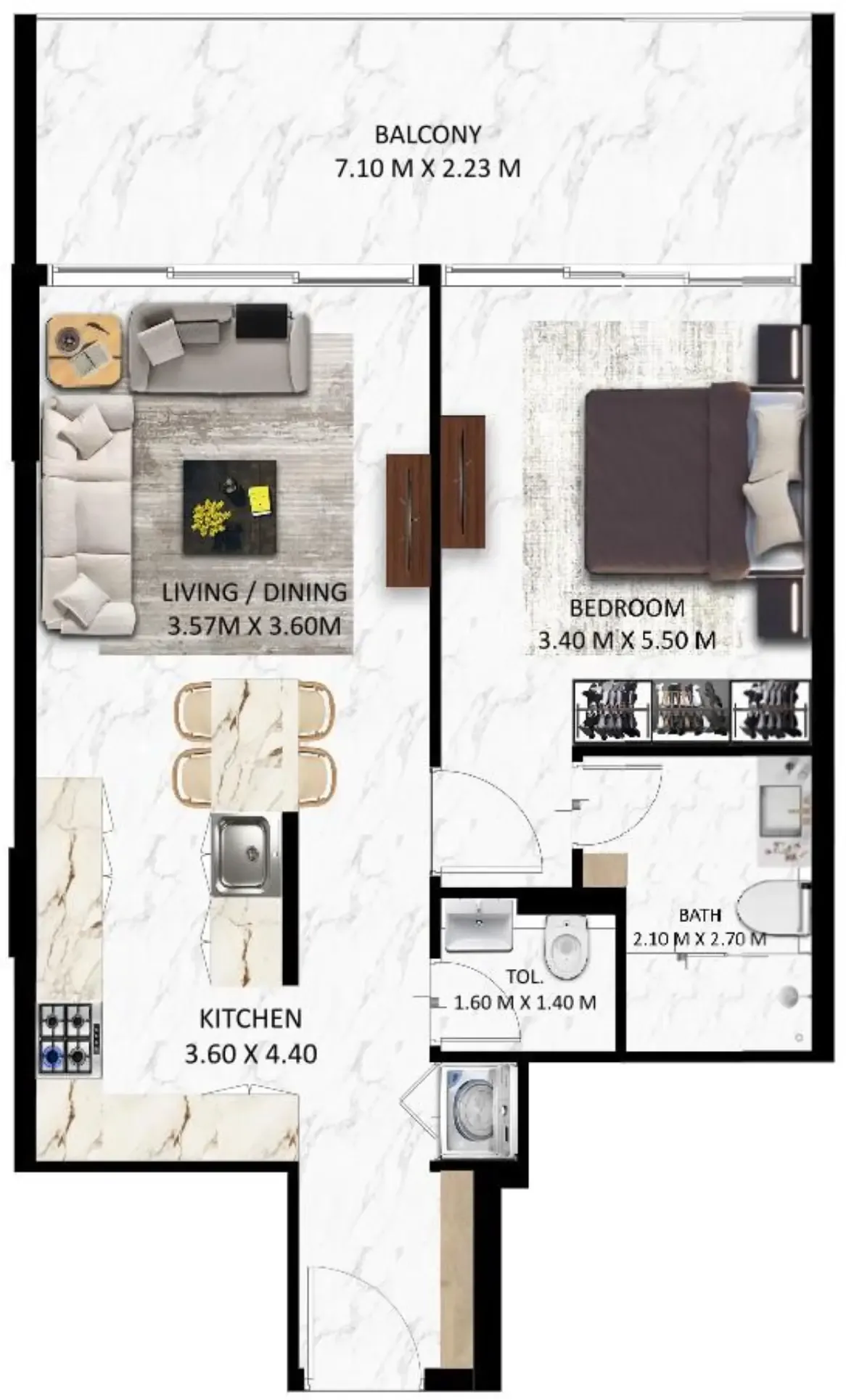 1 bedroom layout