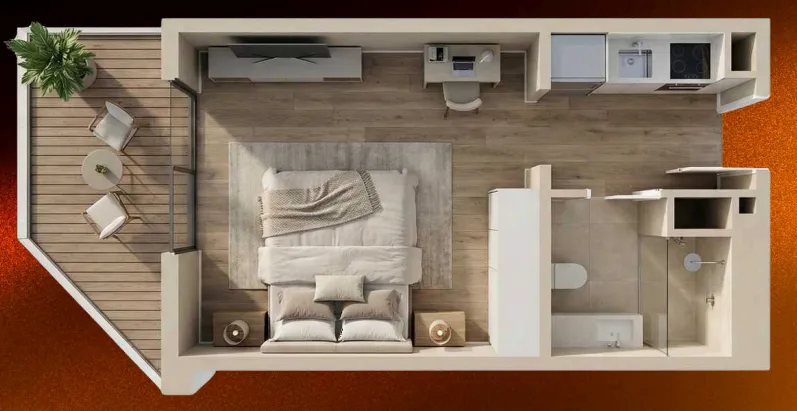 0 bedroom layout