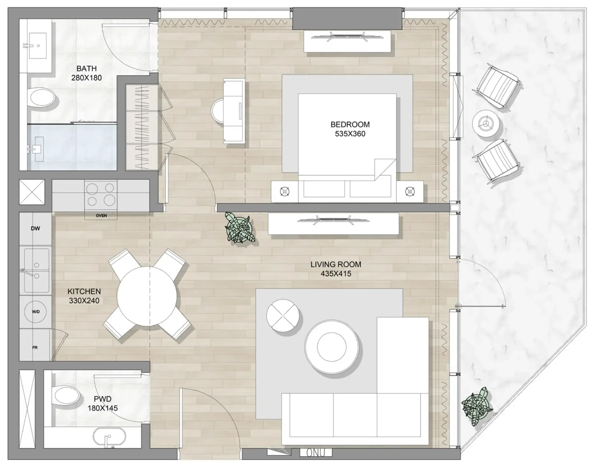 1 bedroom layout