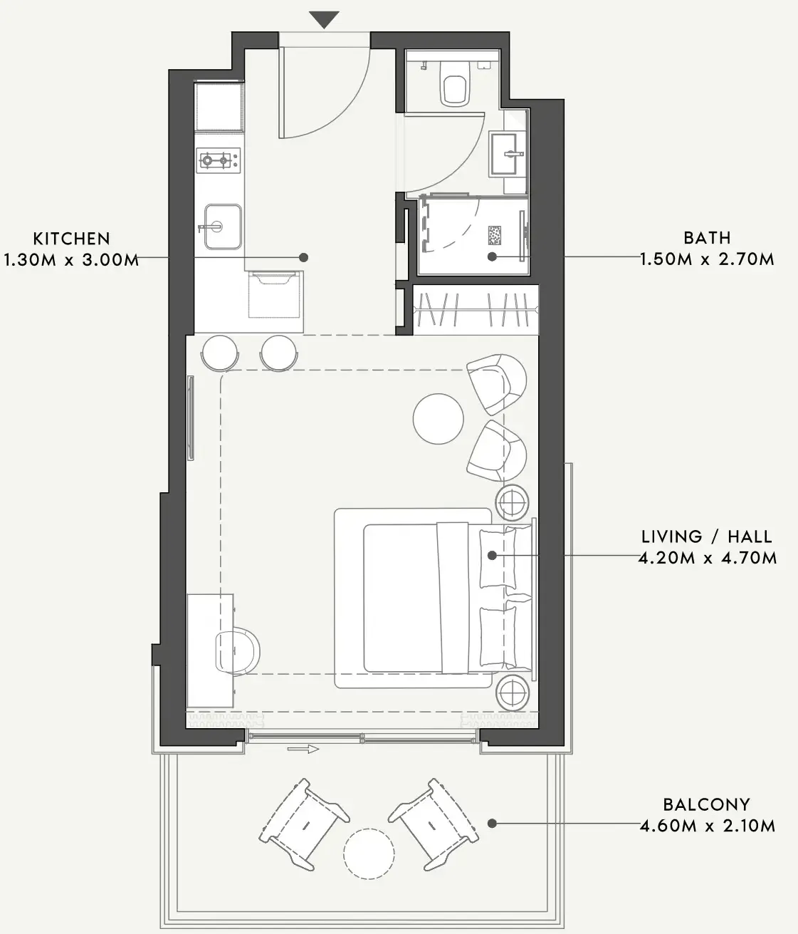 0 bedroom layout