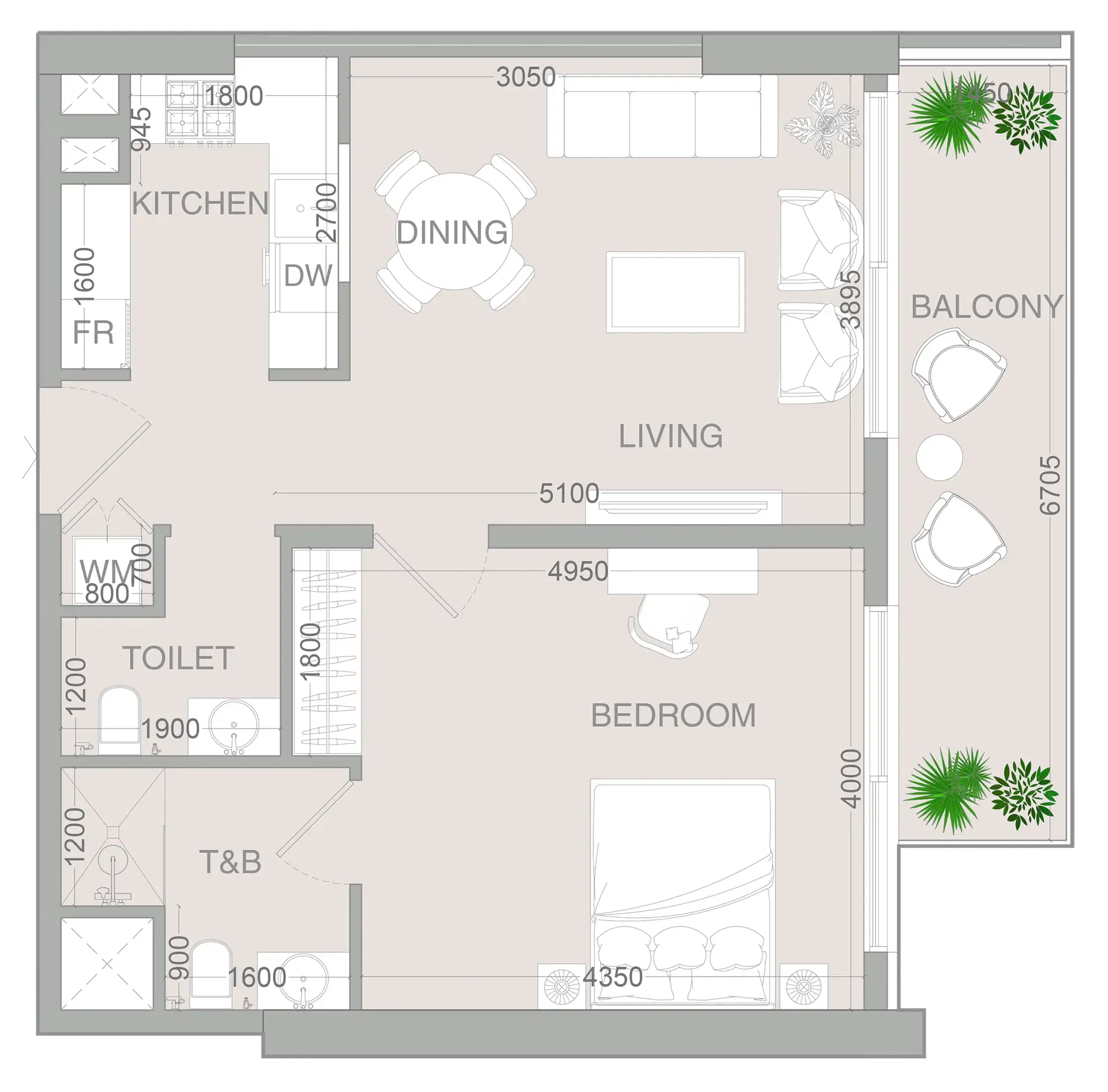 1 bedroom layout