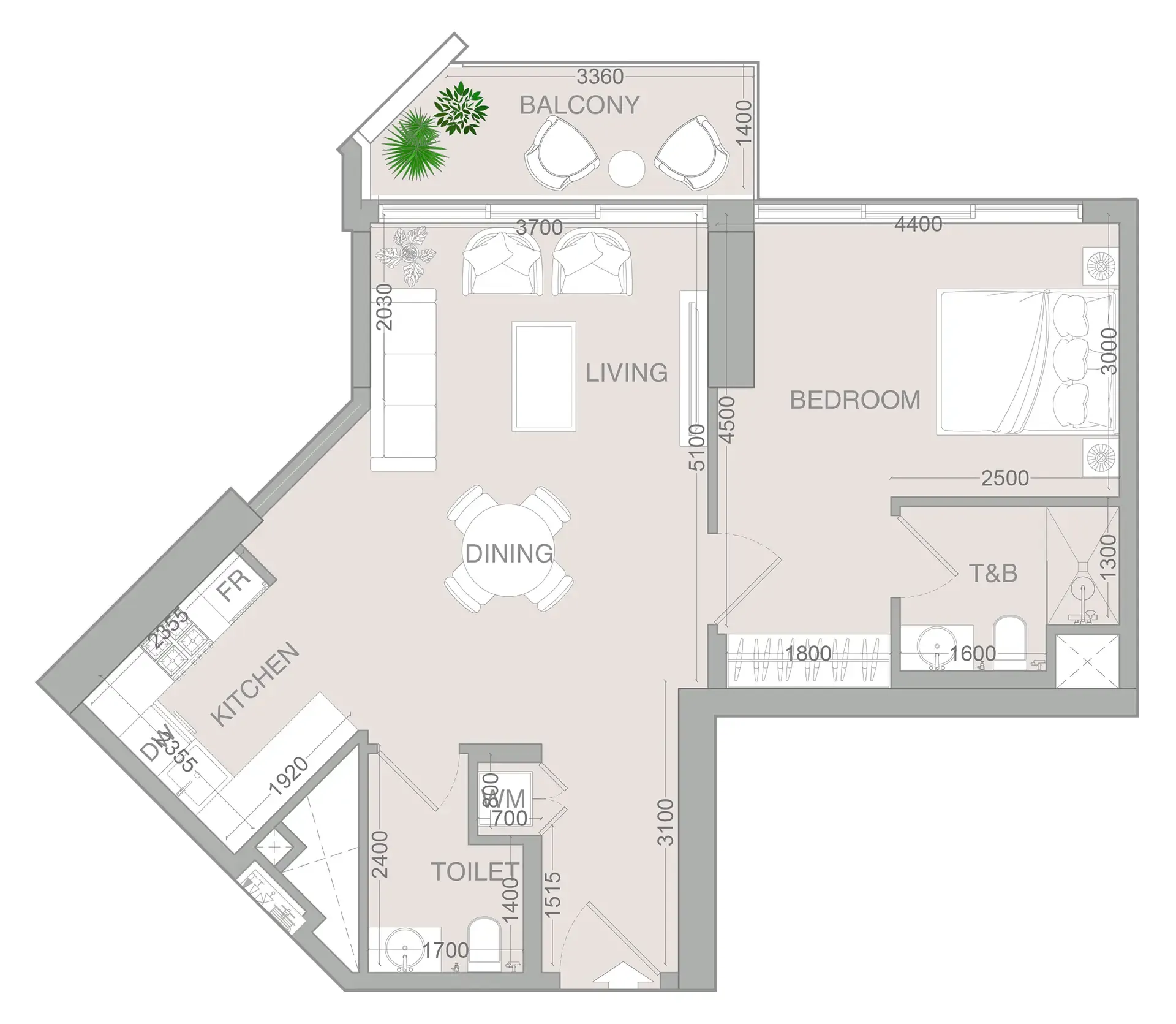 1 bedroom layout