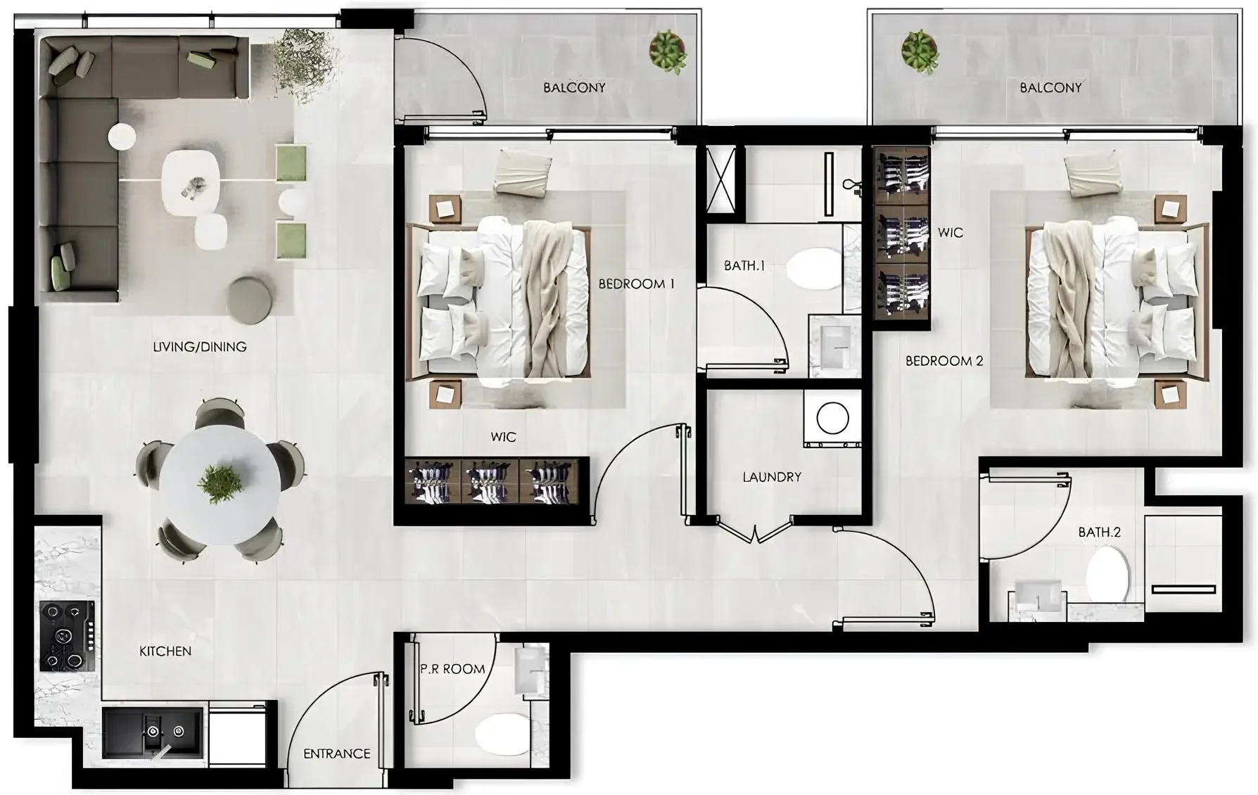 2 bedroom layout