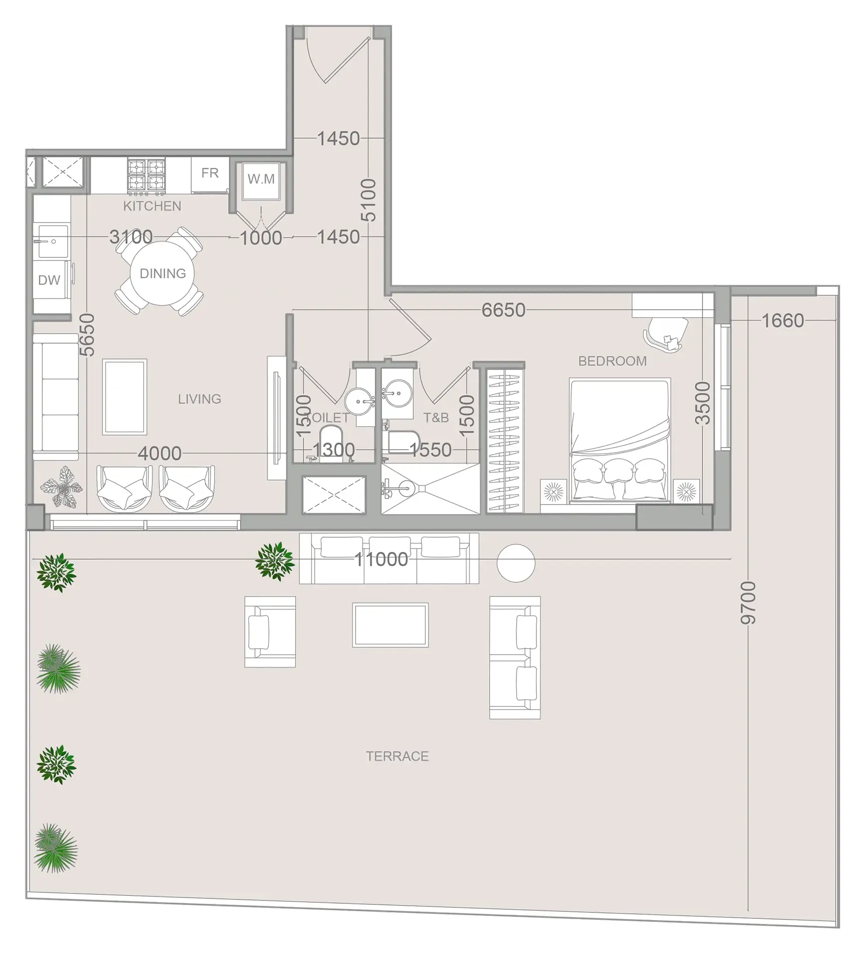 1 bedroom layout