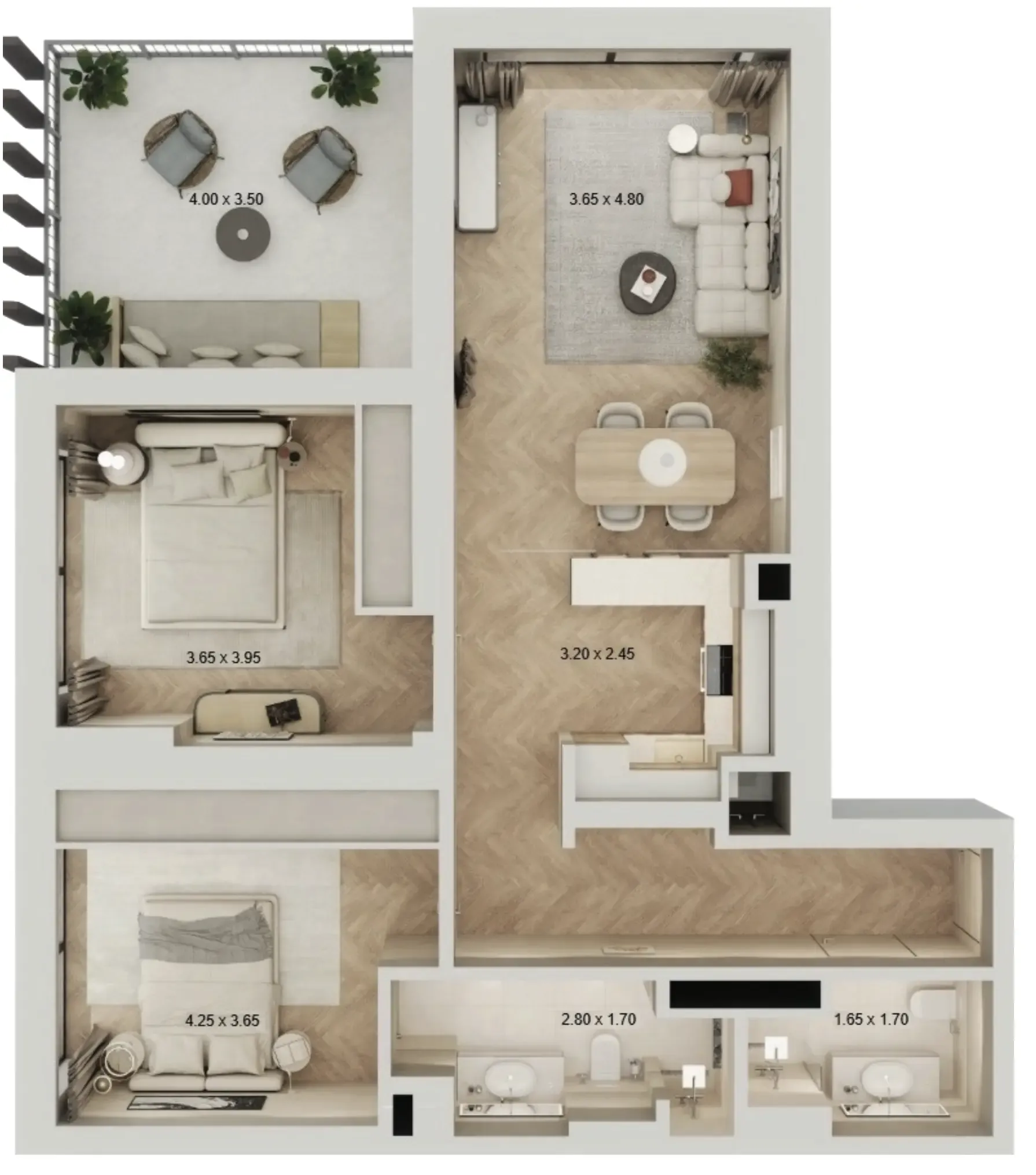2 bedroom layout