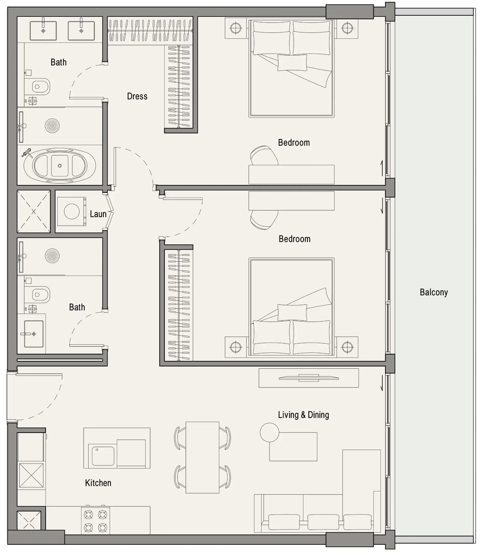2 bedroom layout
