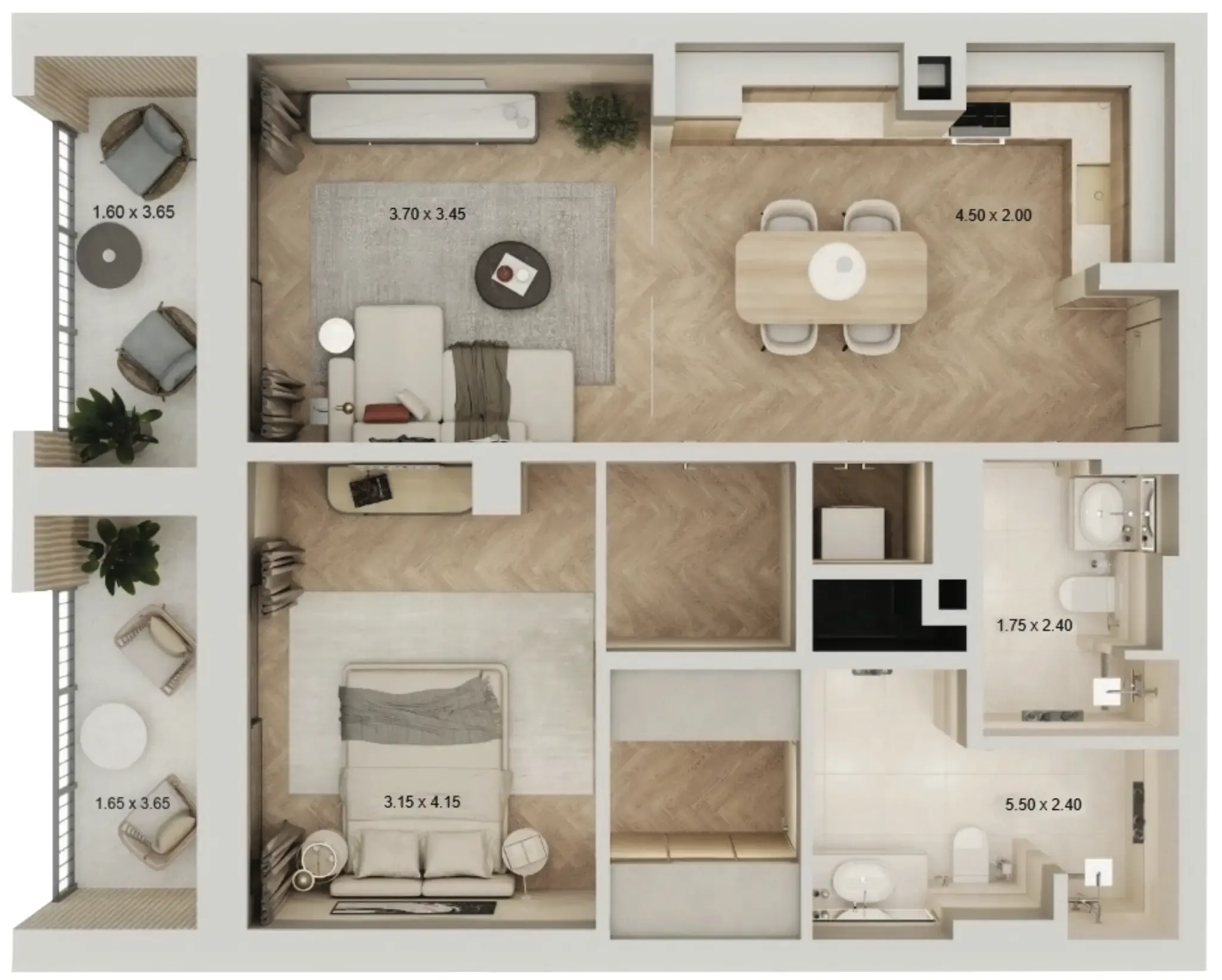 1 bedroom layout