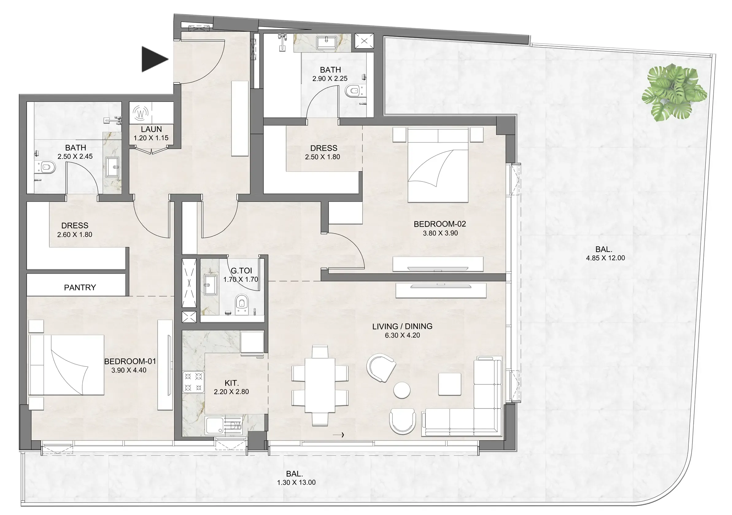 2 bedroom layout