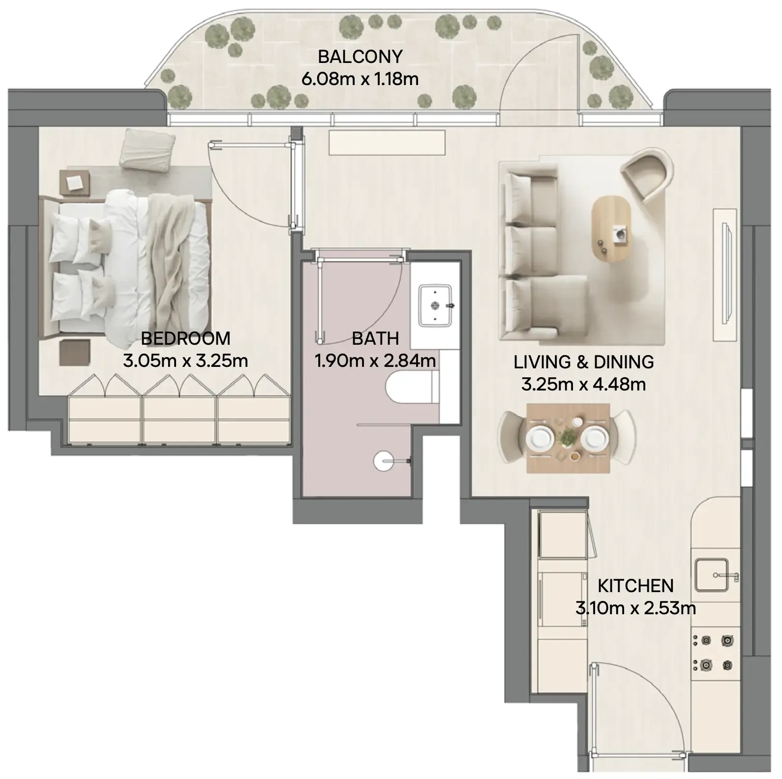 1 bedroom layout