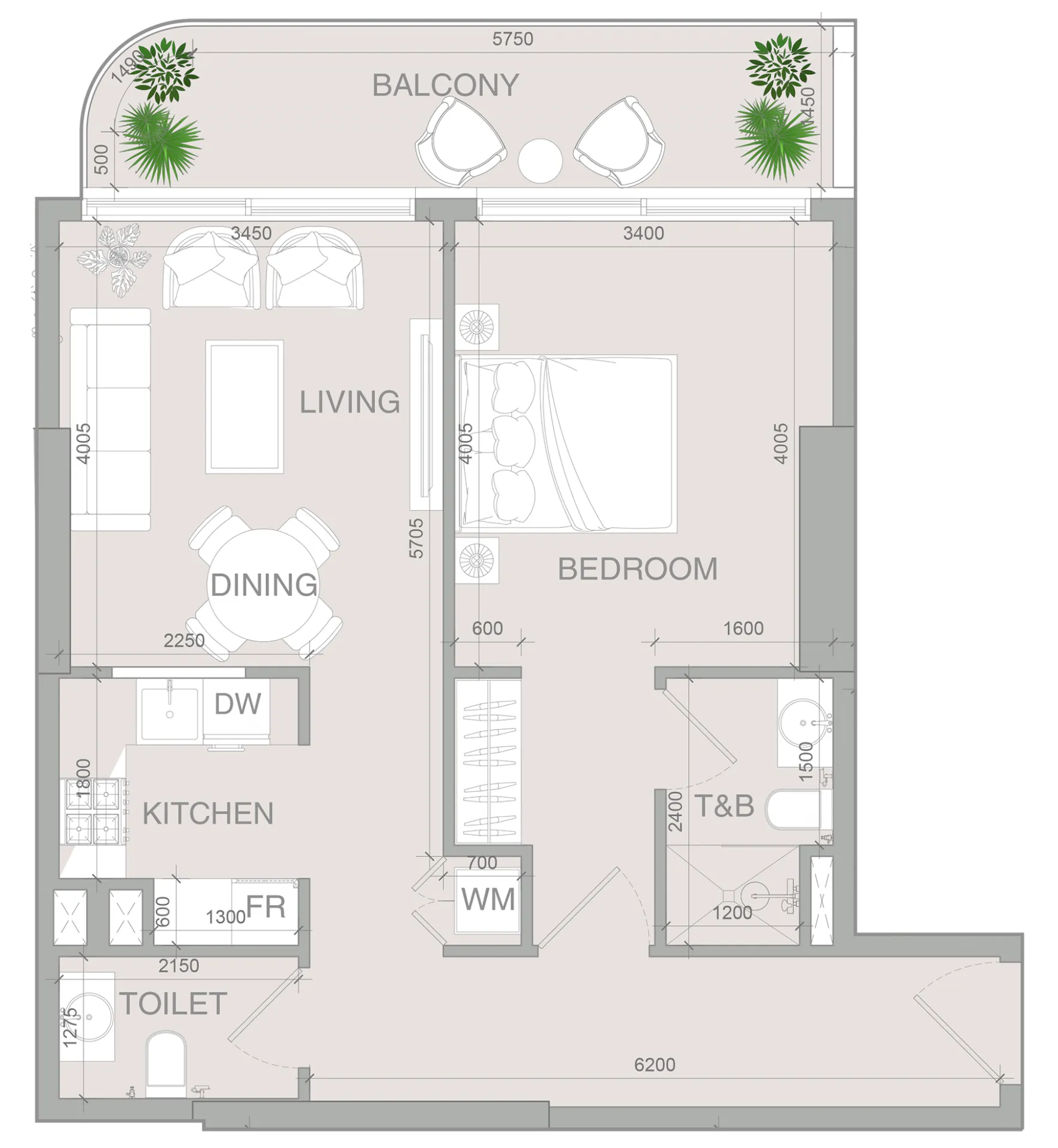 1 bedroom layout