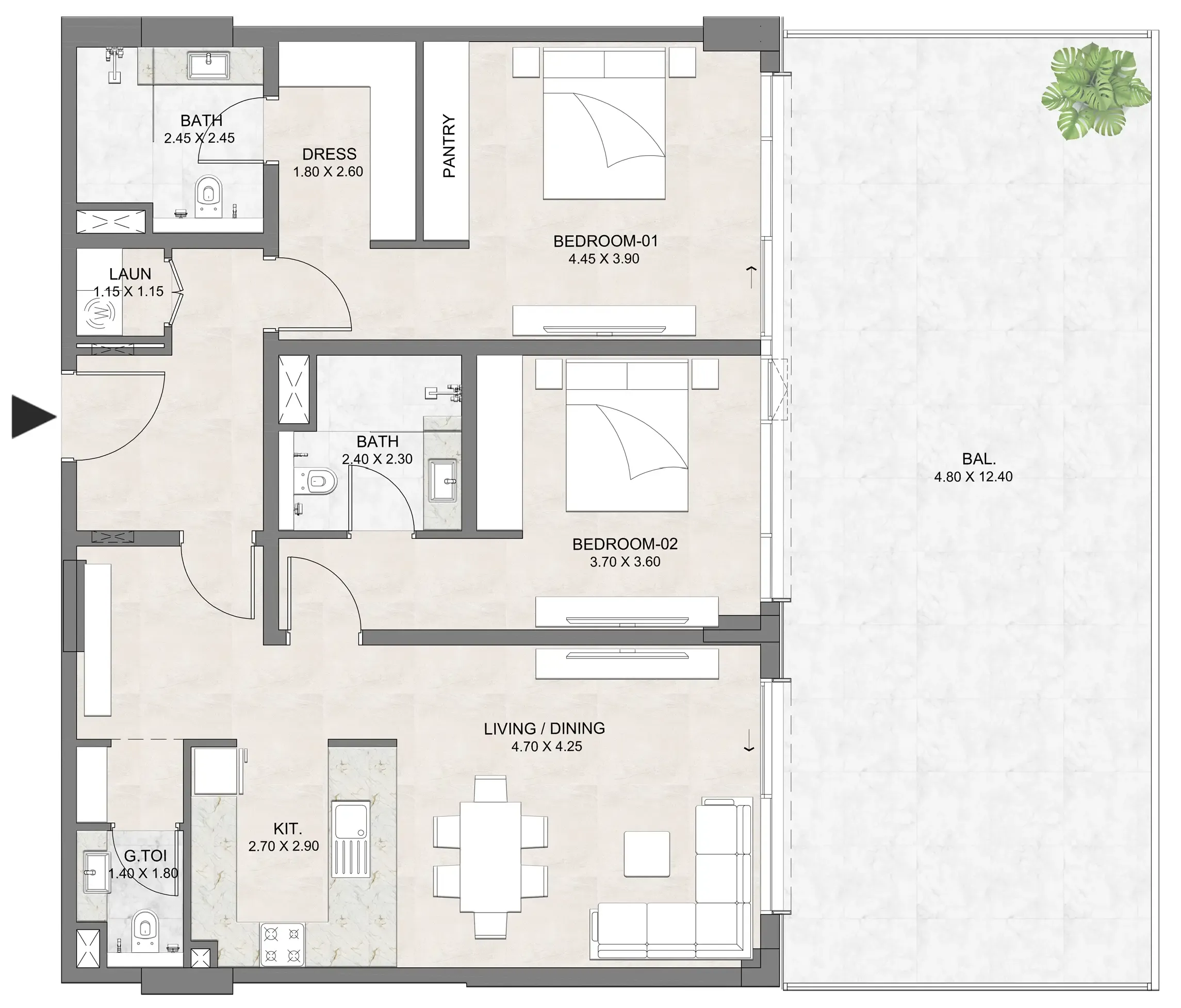 2 bedroom layout