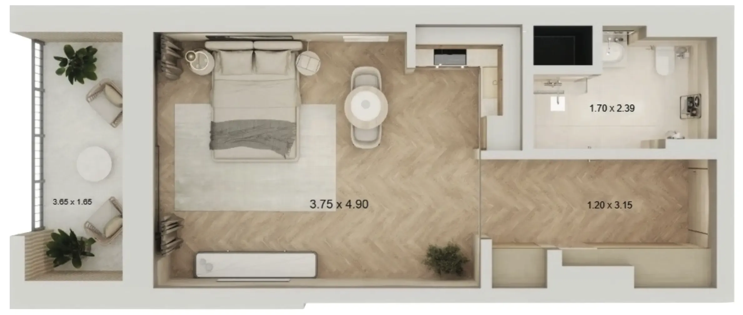 0 bedroom layout