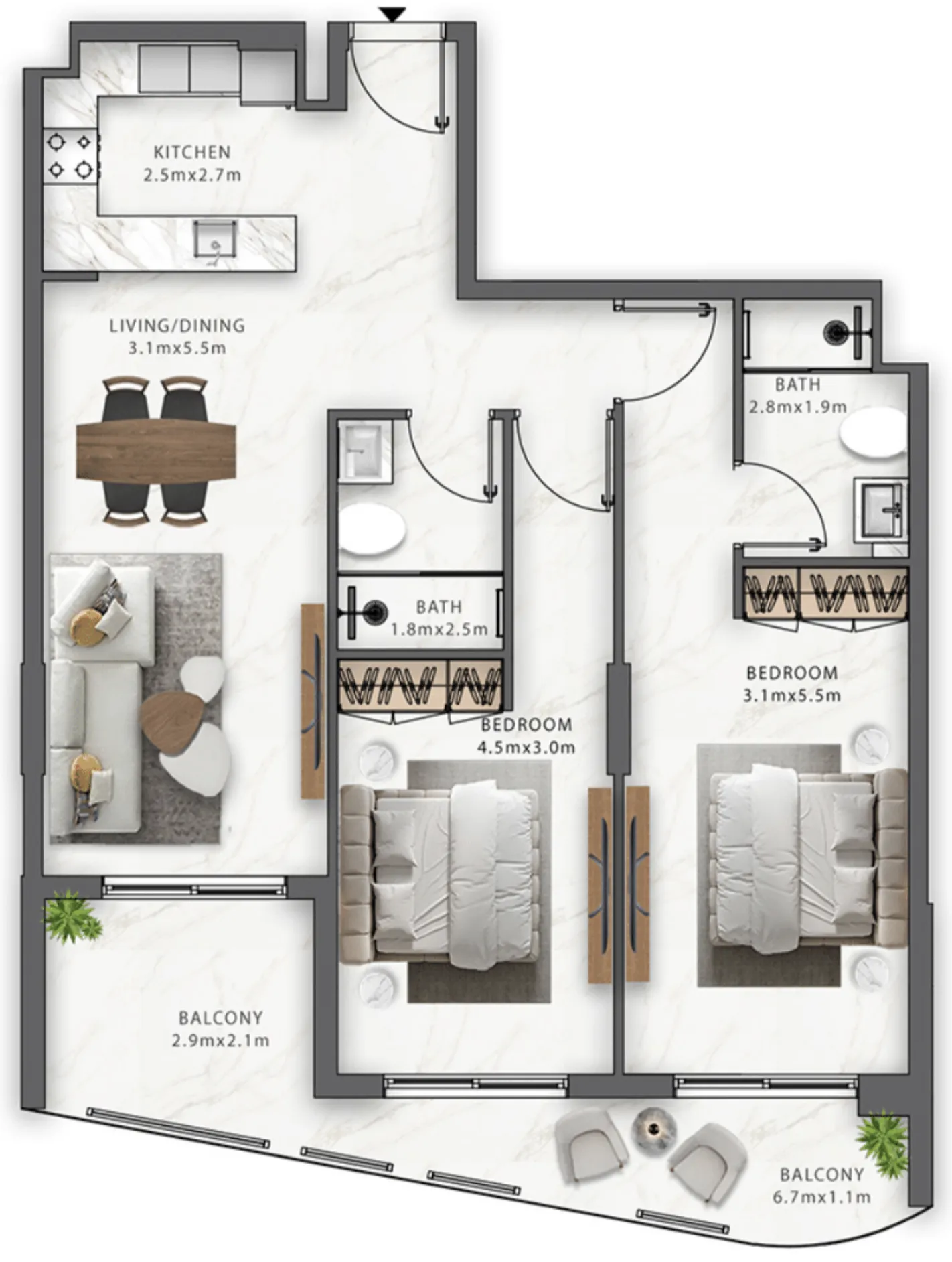 2 bedroom layout