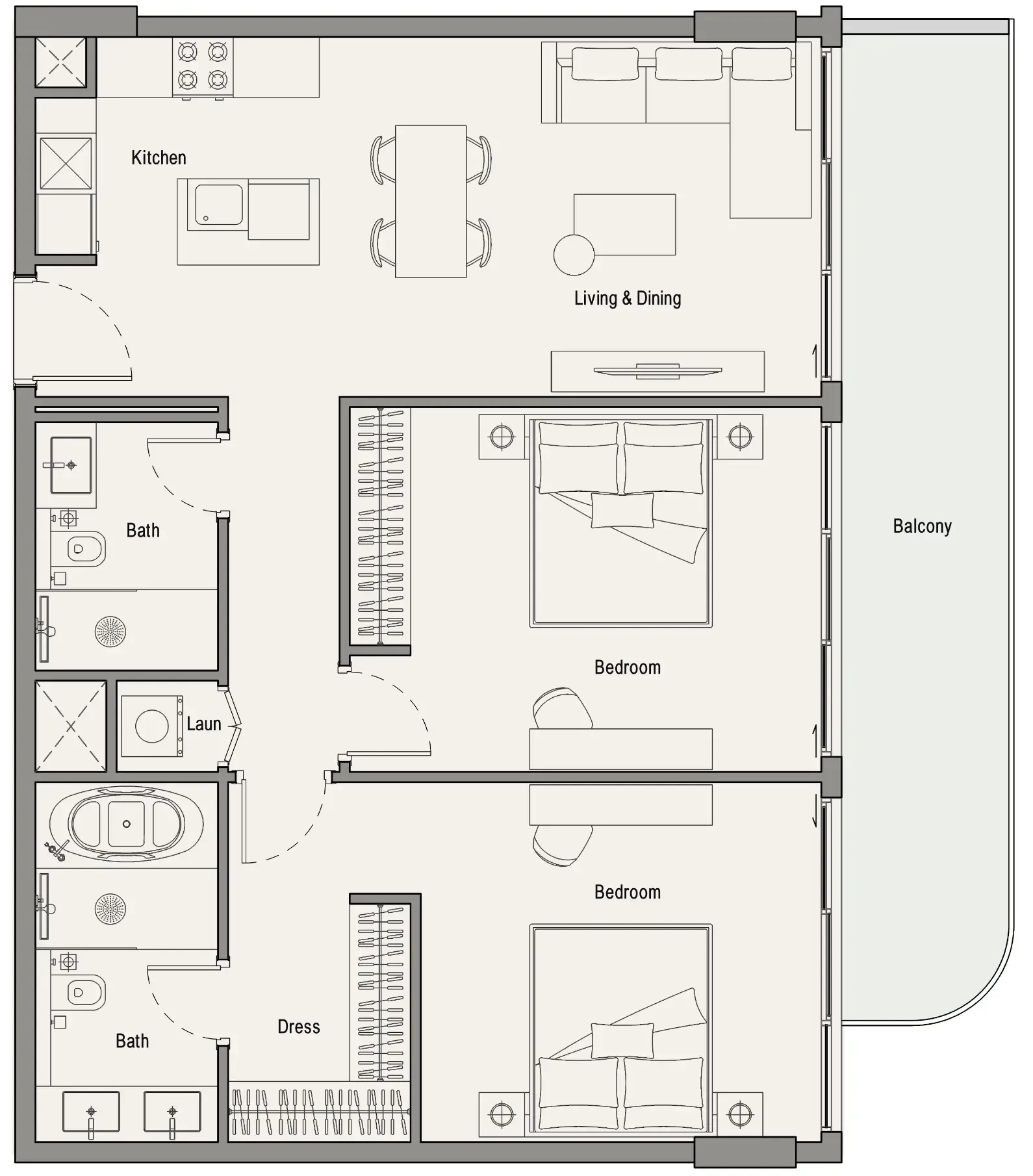 2 bedroom layout