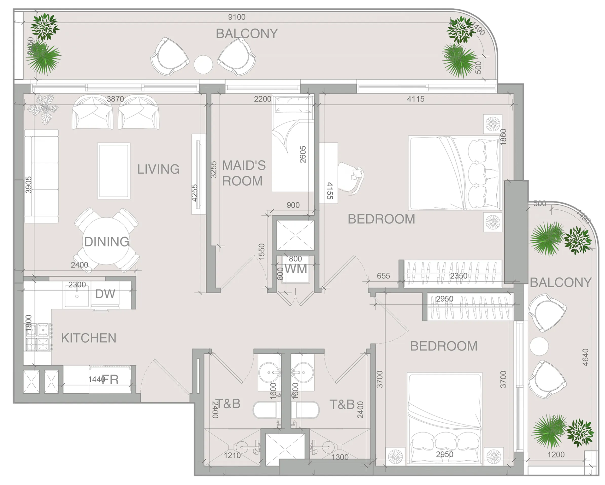 2 bedroom layout