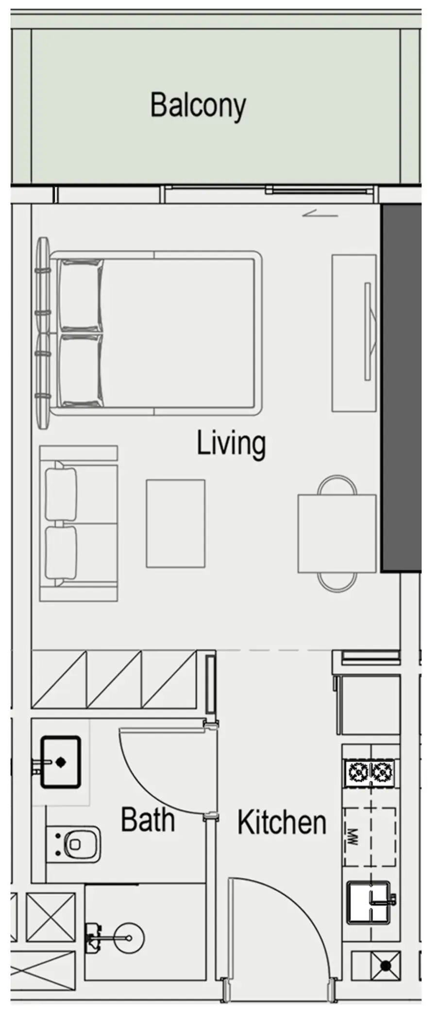 0 bedroom layout