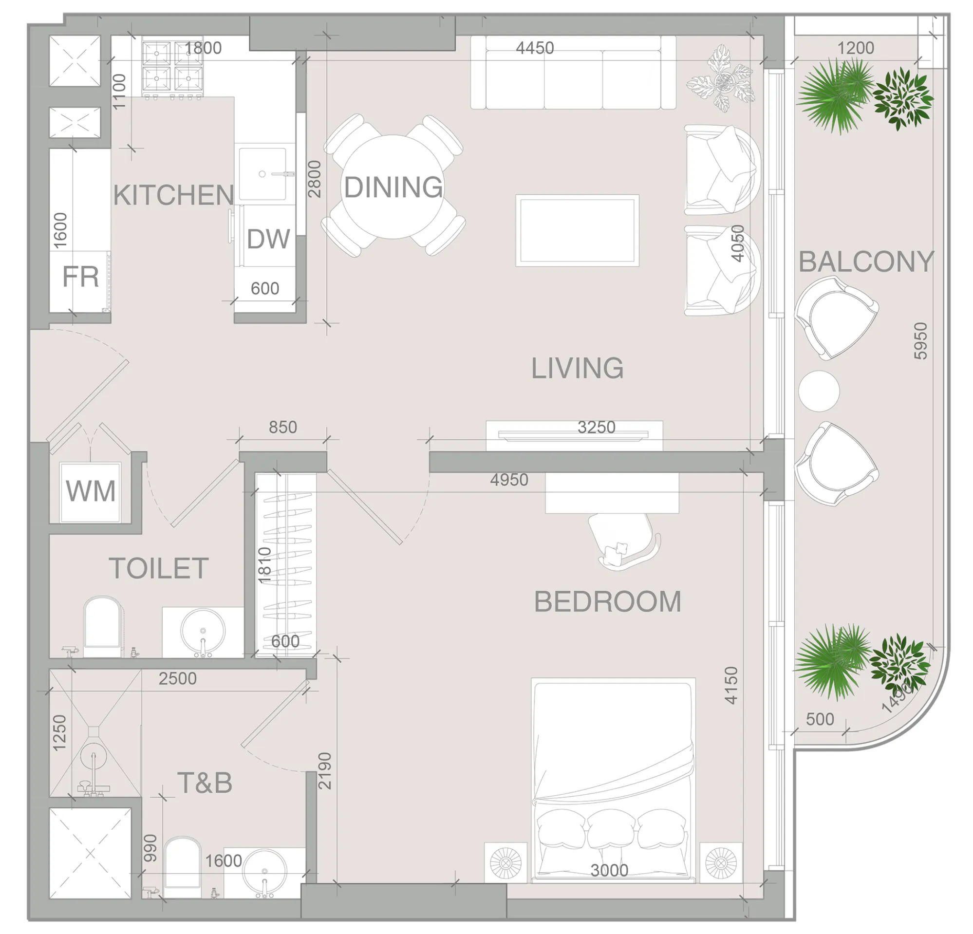 1 bedroom layout