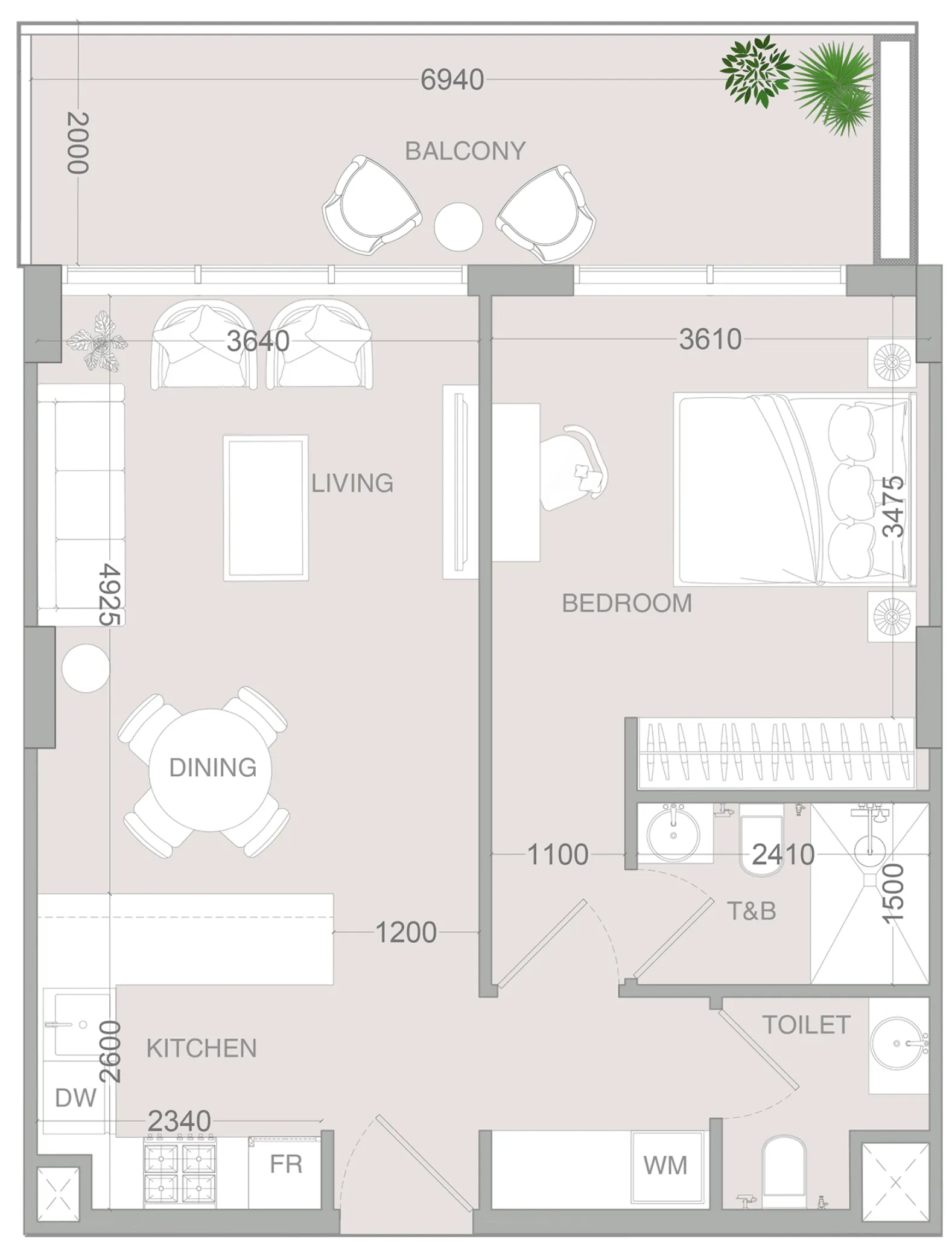 1 bedroom layout