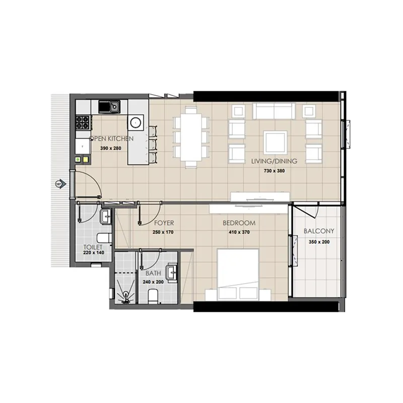 1 bedroom layout