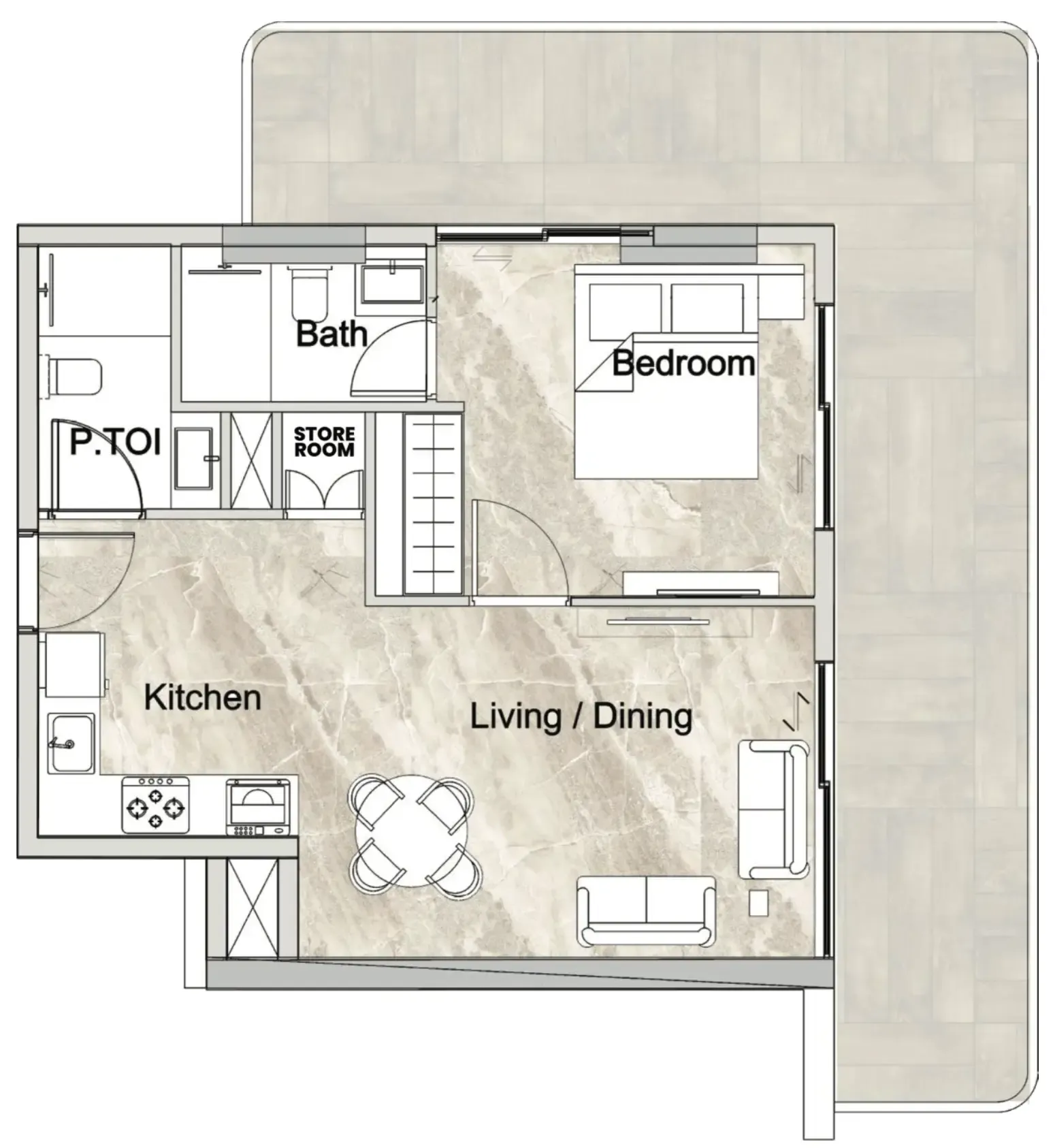 1 bedroom layout
