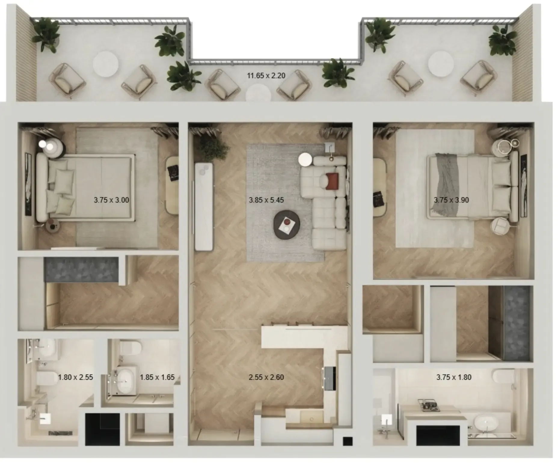 2 bedroom layout