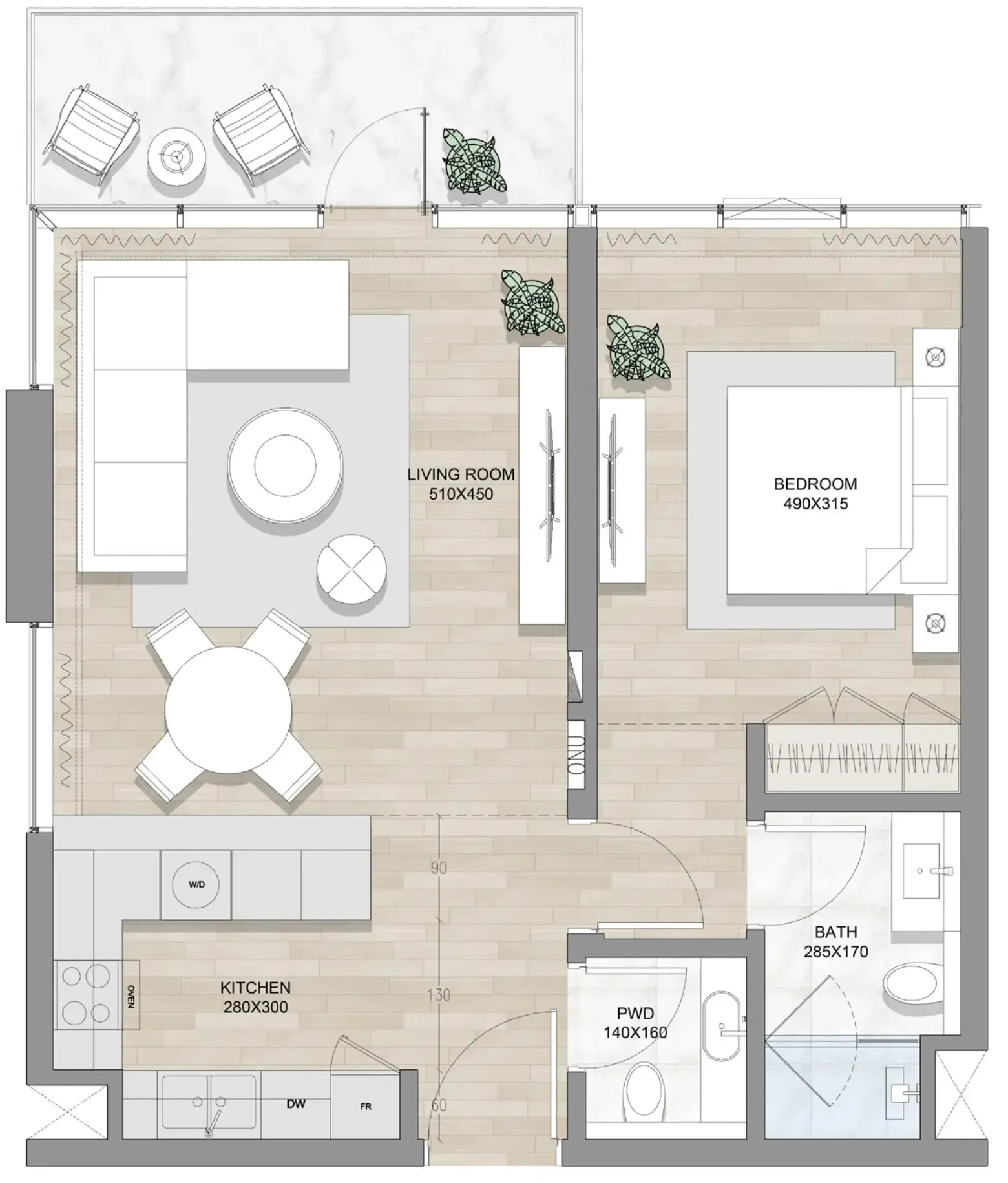 1 bedroom layout