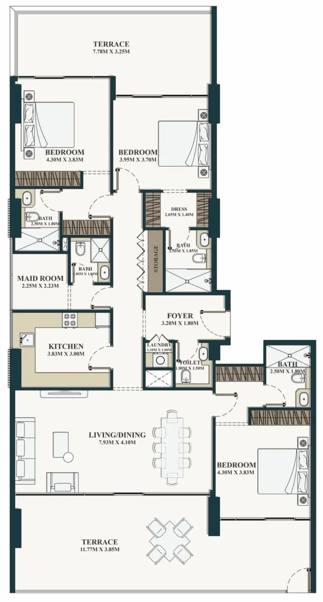 3 bedroom layout