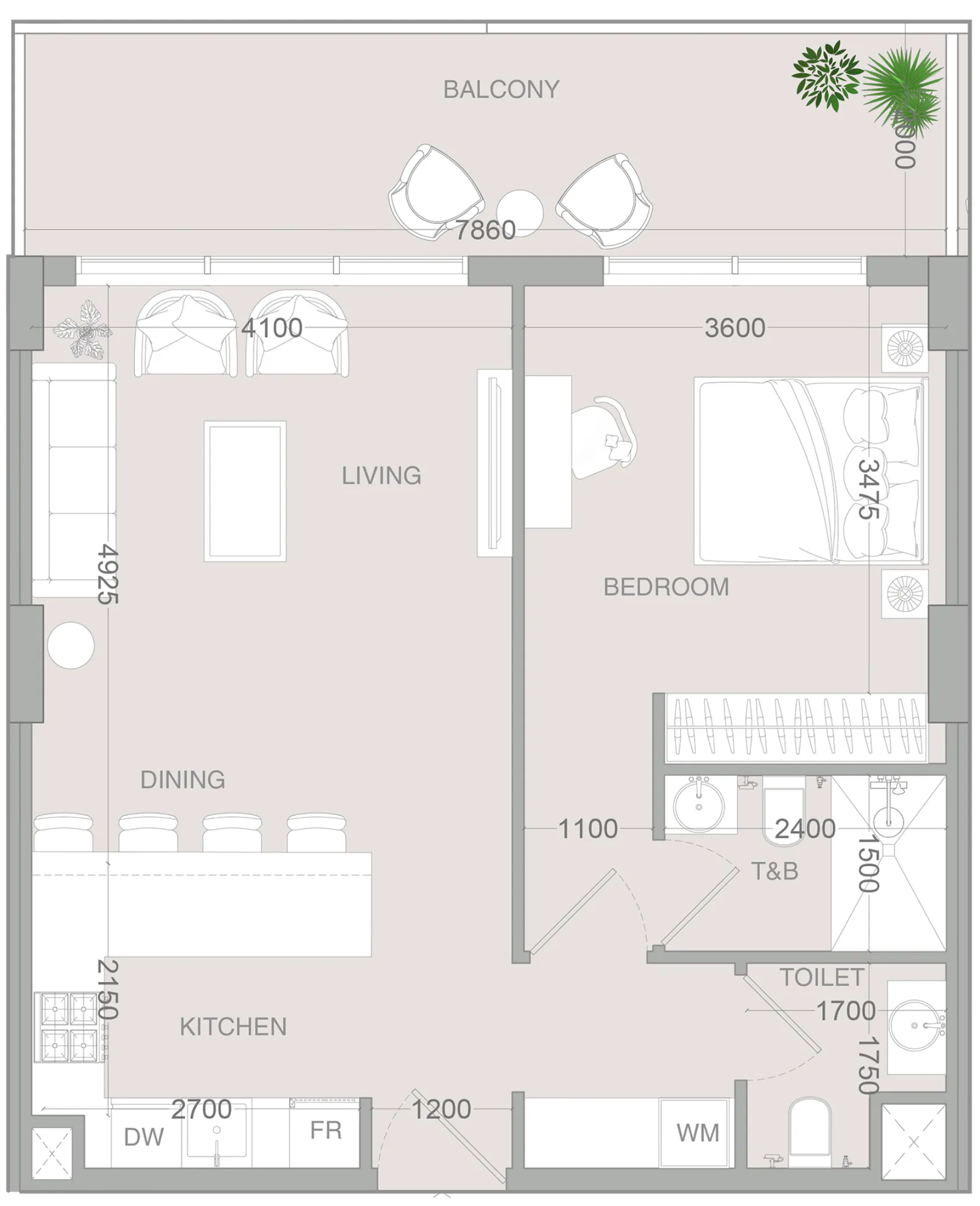 1 bedroom layout