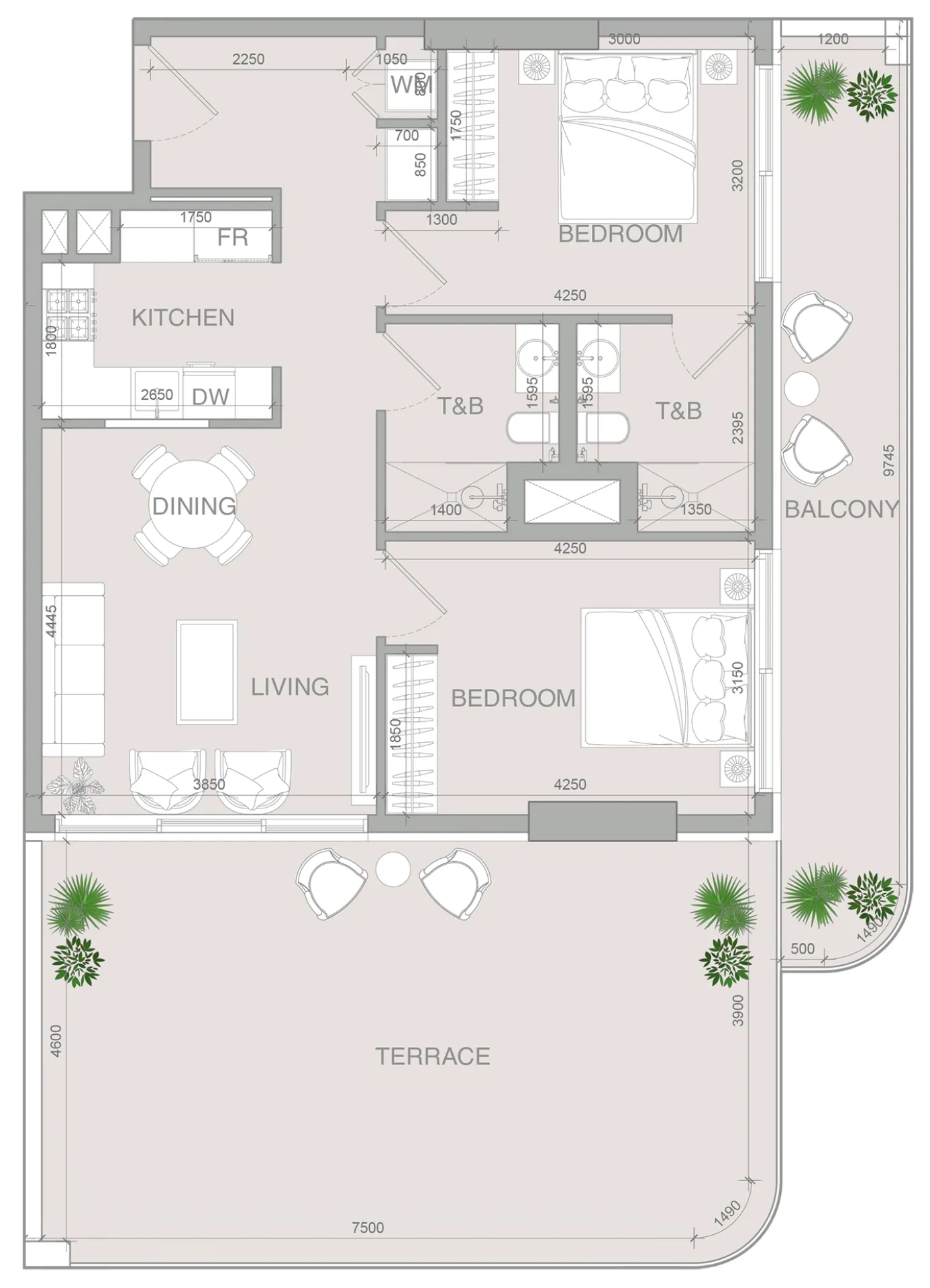2 bedroom layout