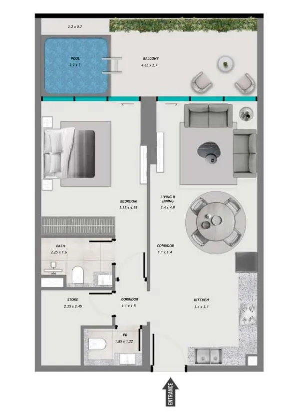 1 bedroom layout