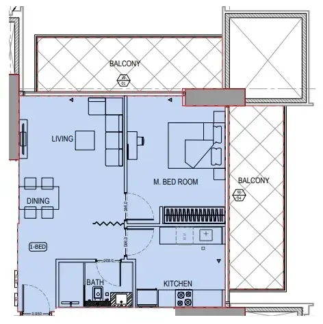 1 bedroom layout