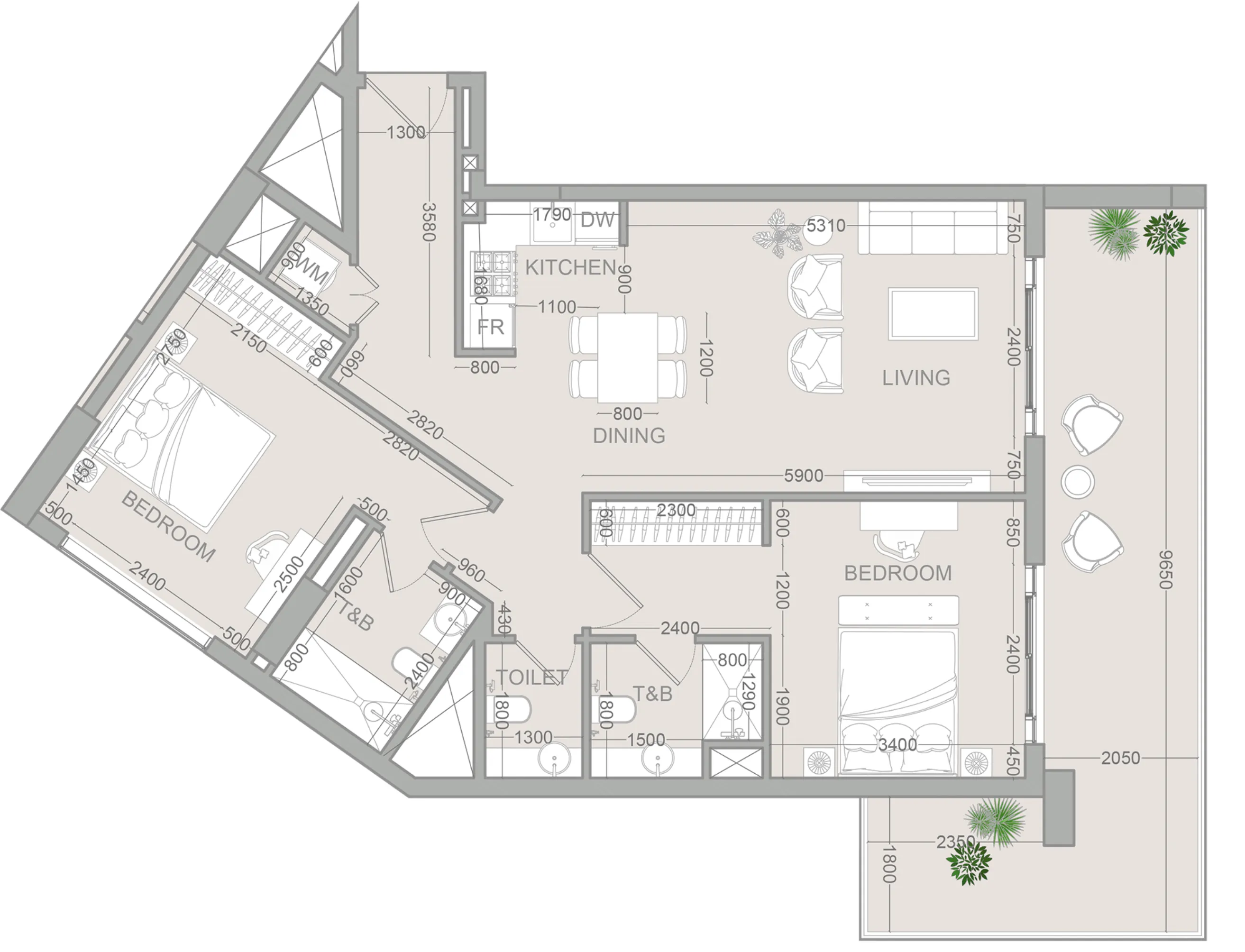 2 bedroom layout