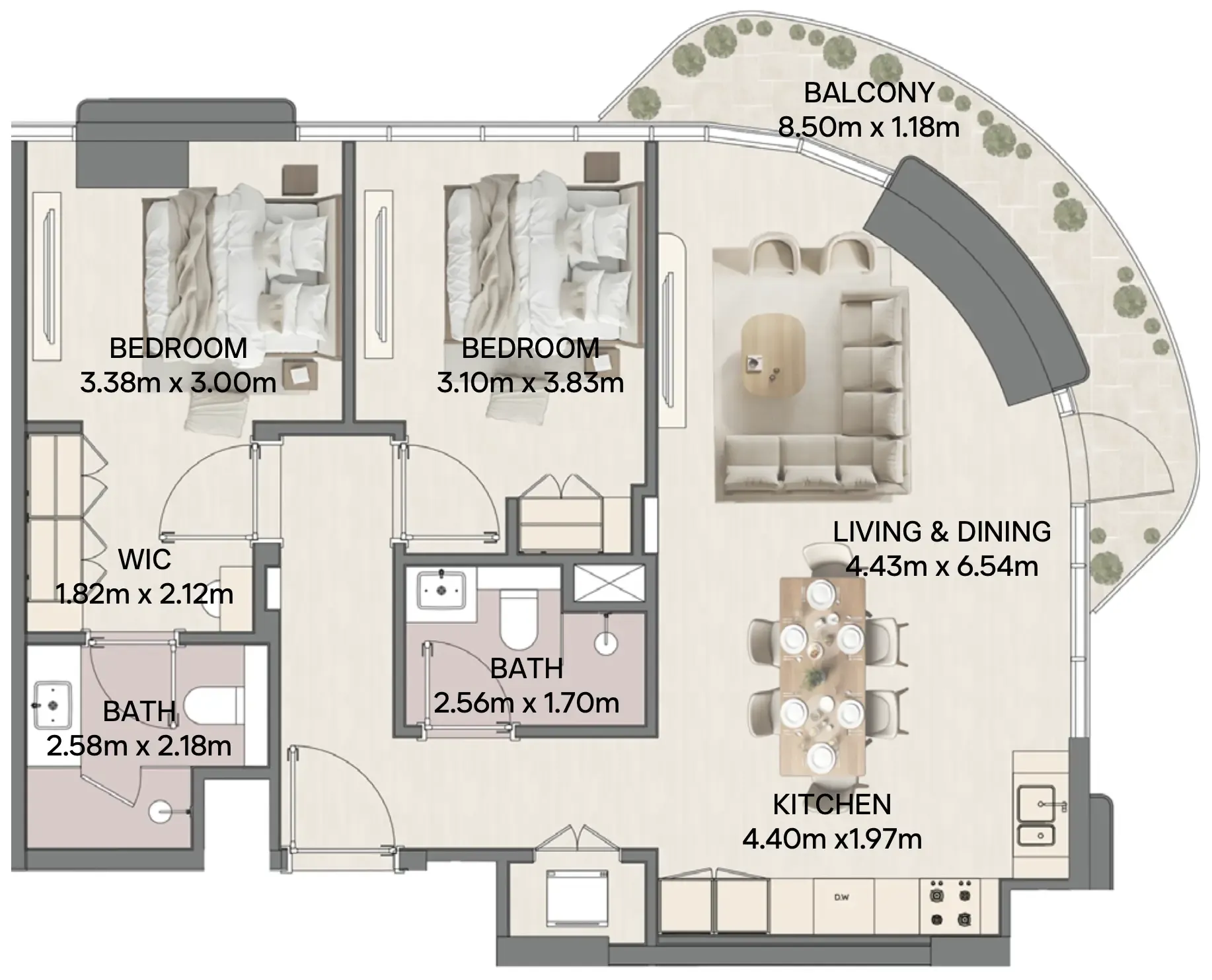 2 bedroom layout