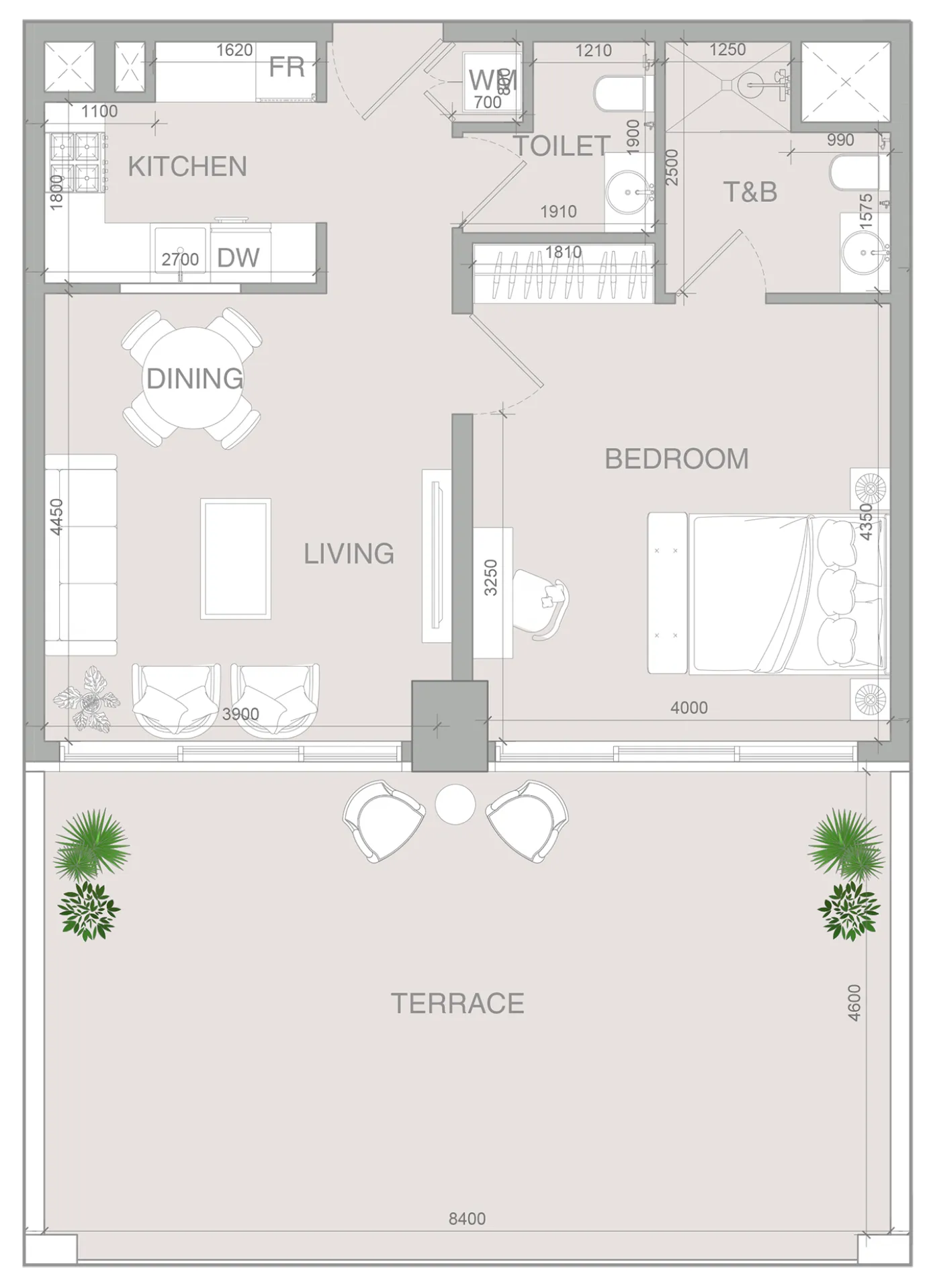 1 bedroom layout